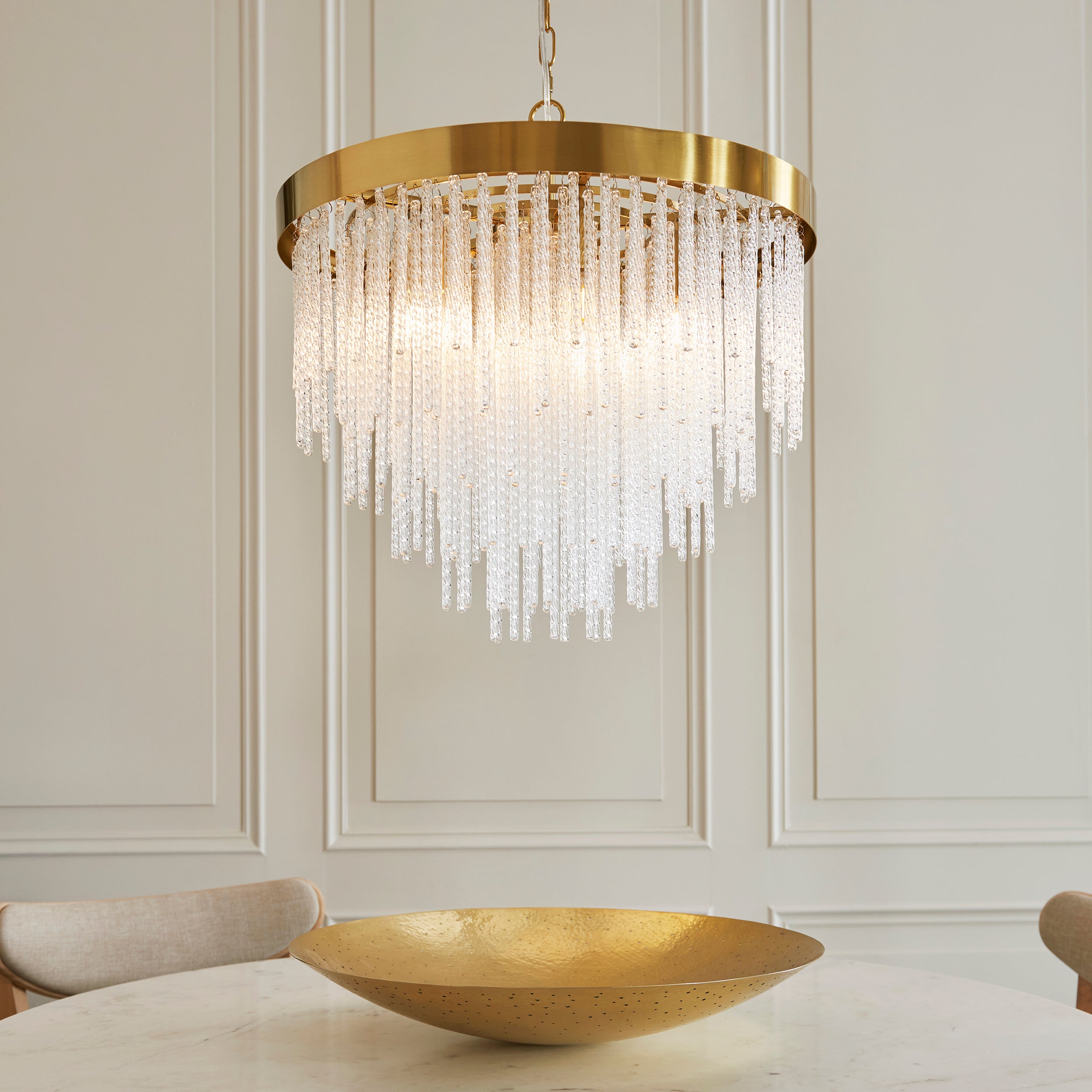 Anistoria 5 Light Brass Pendant - Glass Rods