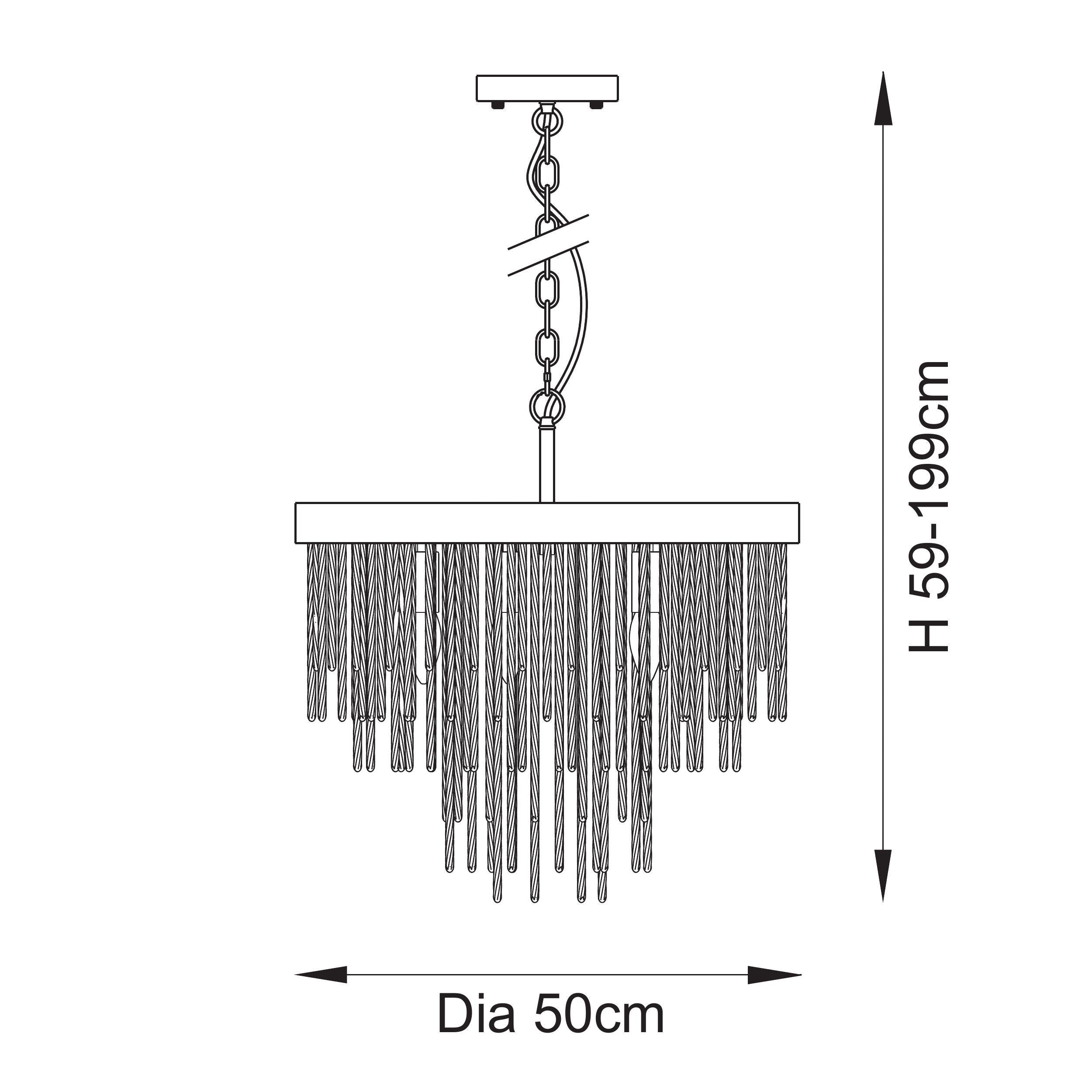 Anistoria 5 Light Brass Pendant - Glass Rods