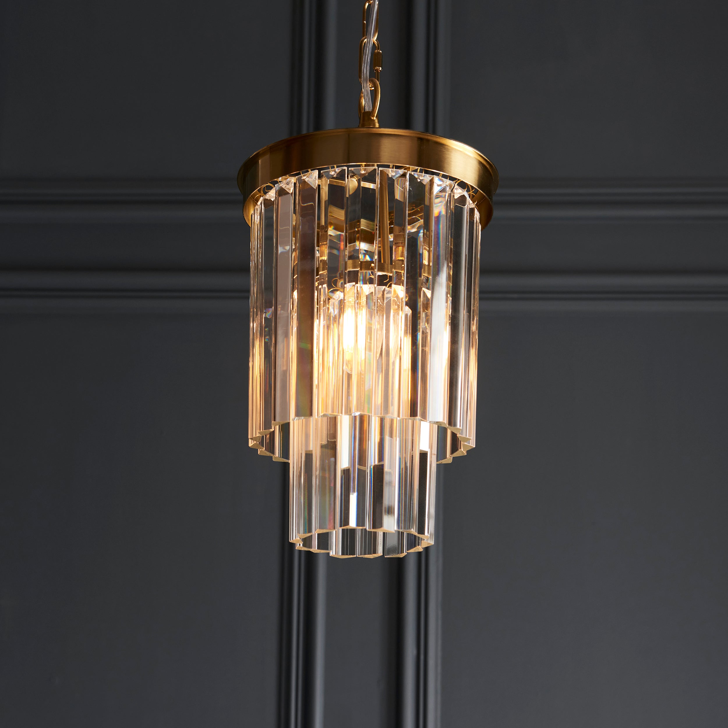 Conaston Brass Pendant - Clear Cut Glass