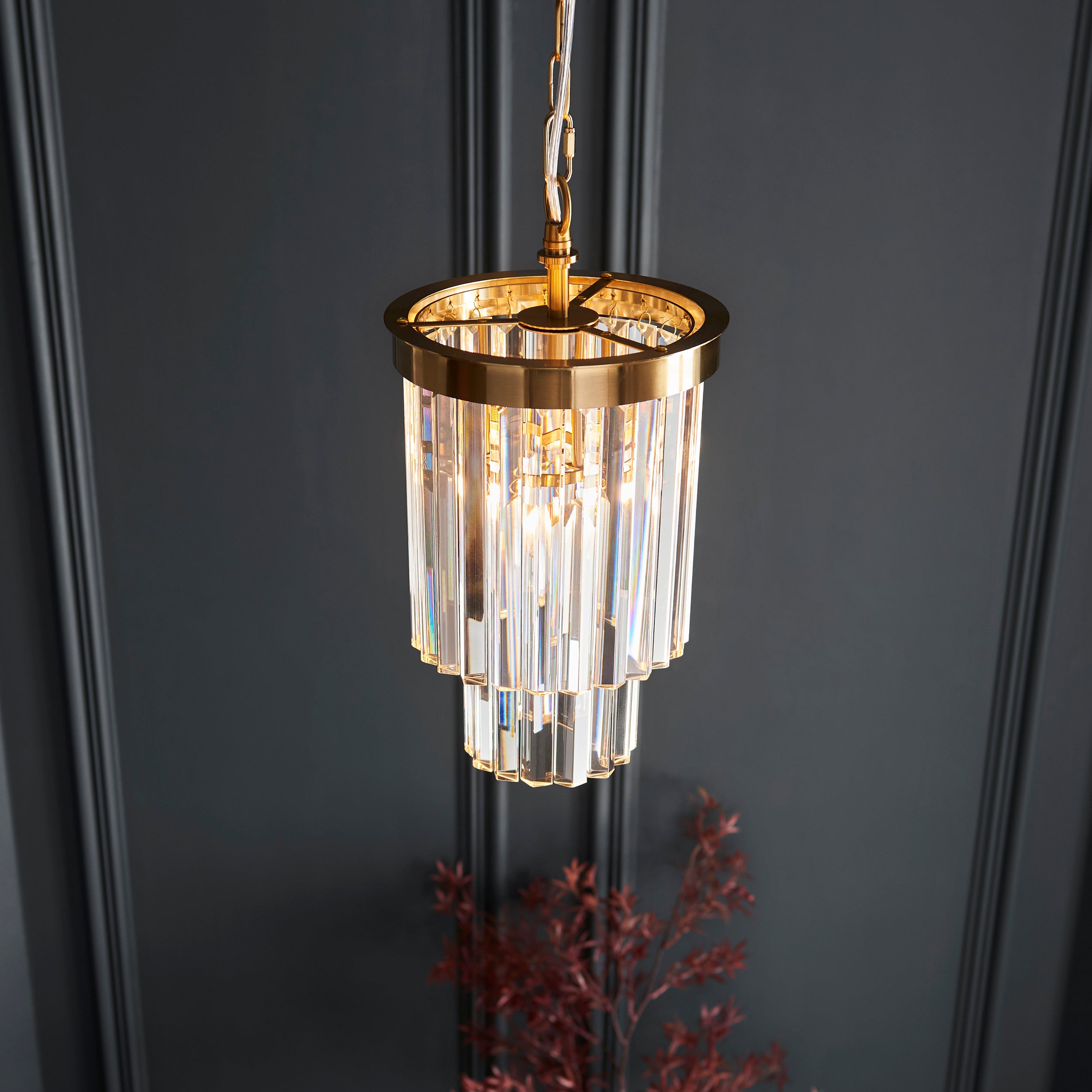 Conaston Brass Pendant - Clear Cut Glass