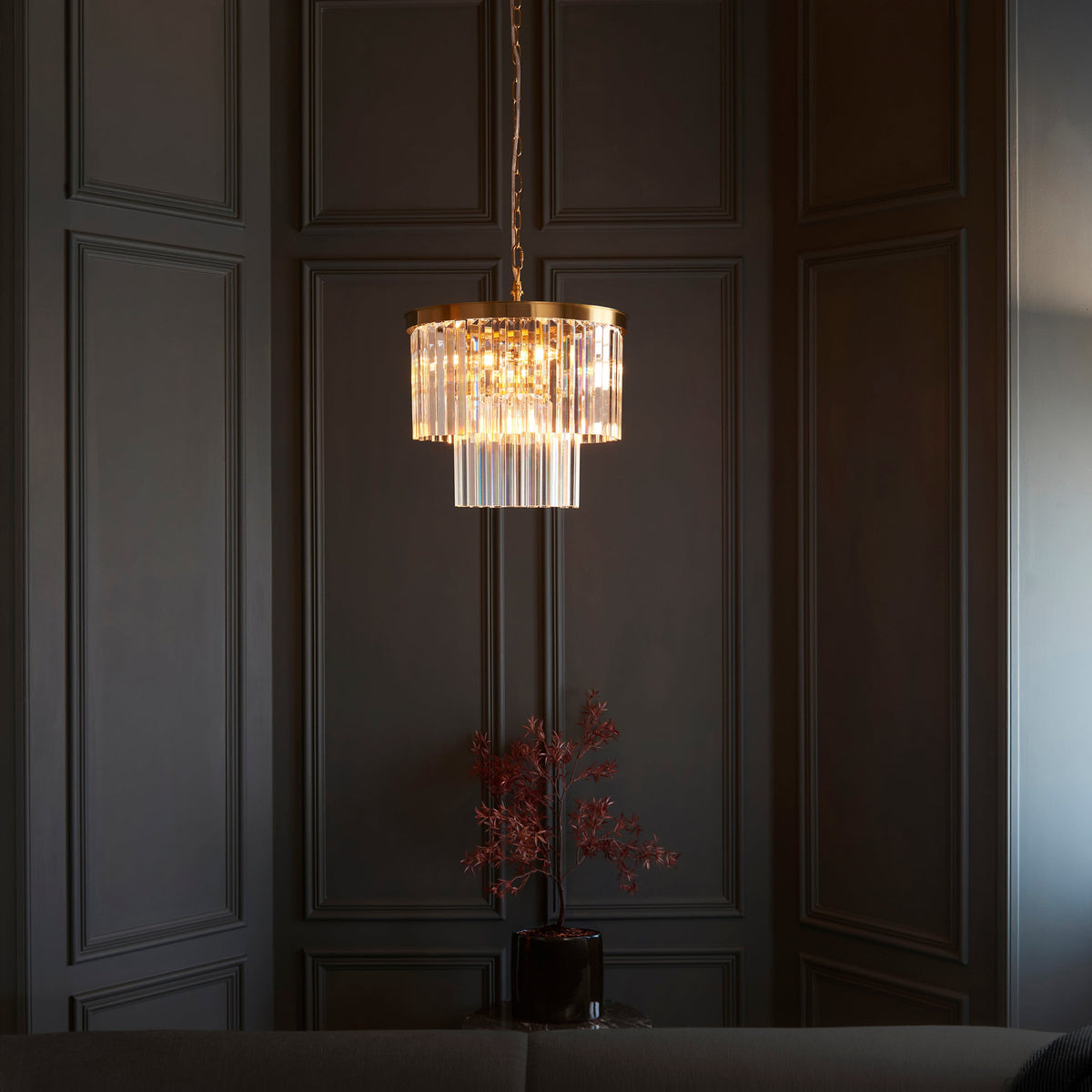Conaston Brass 4 Light Pendant - Clear Cut Glass-warehouse-180926