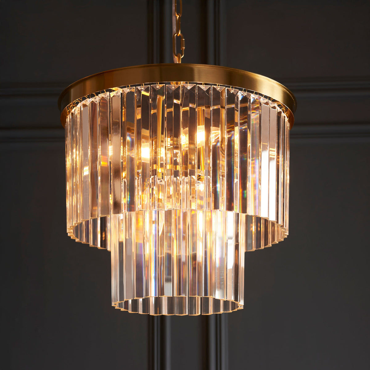 Conaston Brass 4 Light Pendant - Clear Cut Glass-warehouse-180926