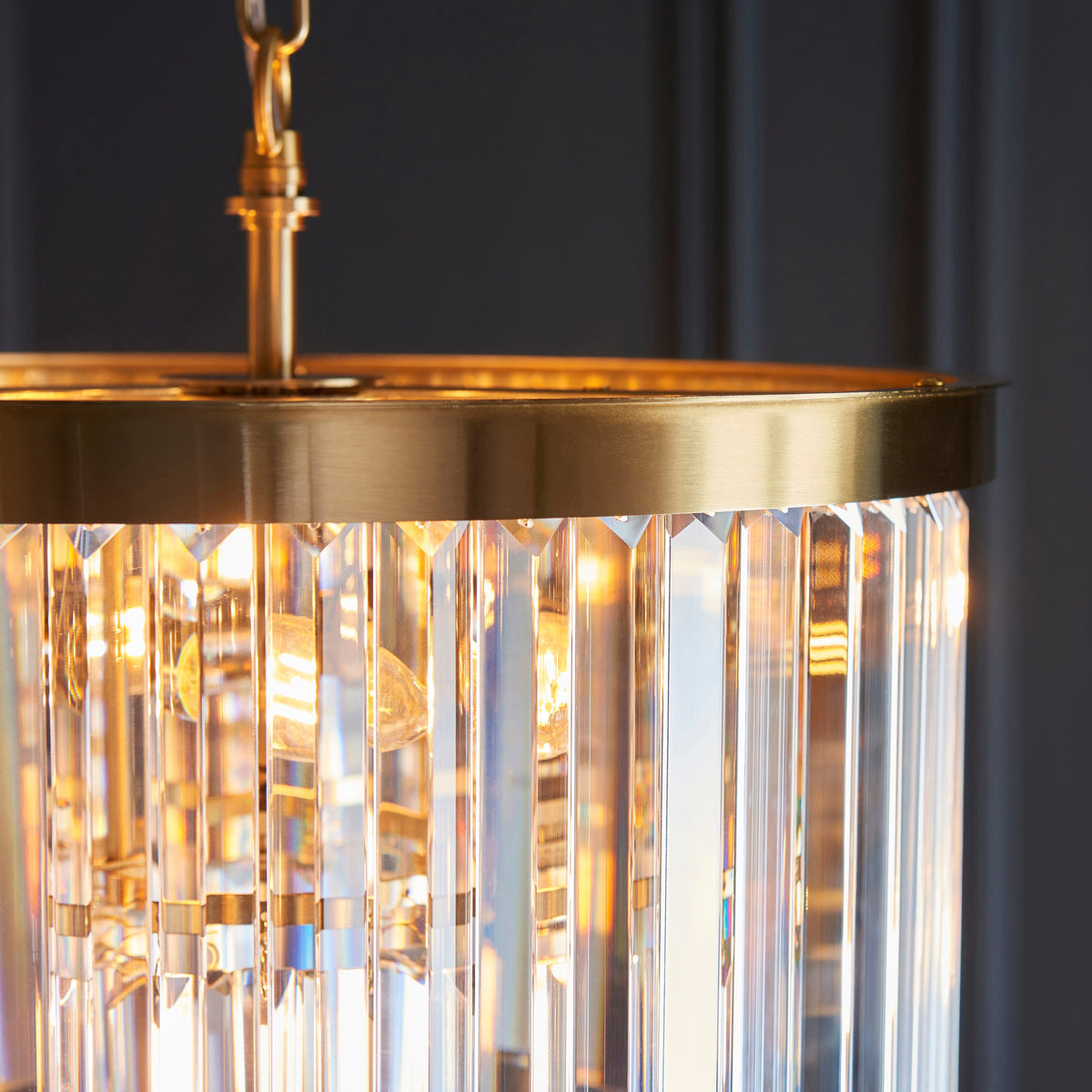 Conaston Brass 4 Light Pendant - Clear Cut Glass-warehouse-180926