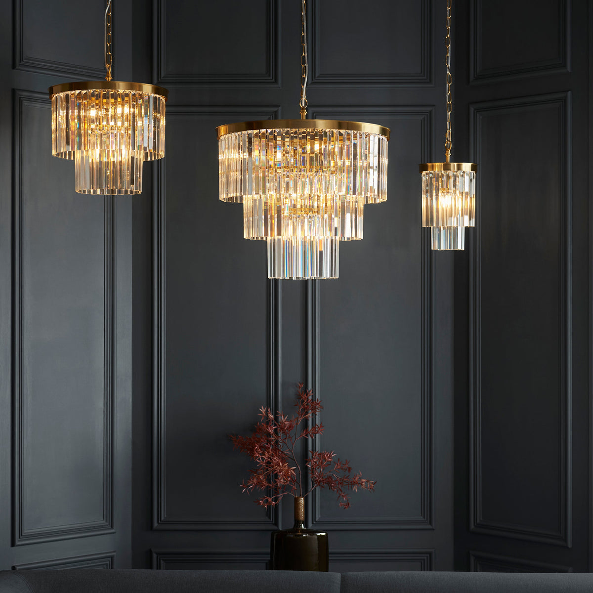 Conaston Brass 4 Light Pendant - Clear Cut Glass-warehouse-180926