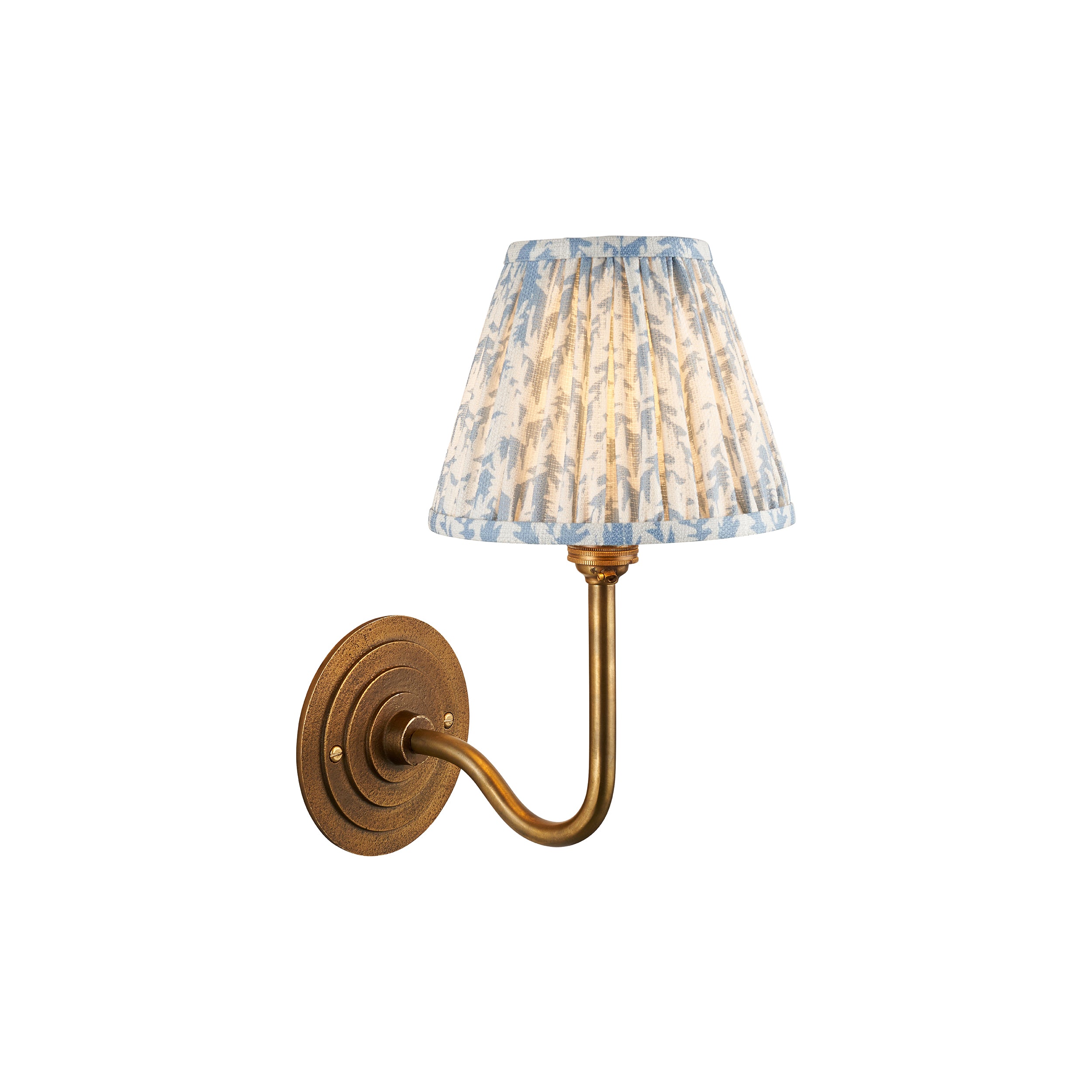 Halo Swan Brass Wall Light & Baby Blue Leaf 16cm Shade 115464 by Endon Lighting