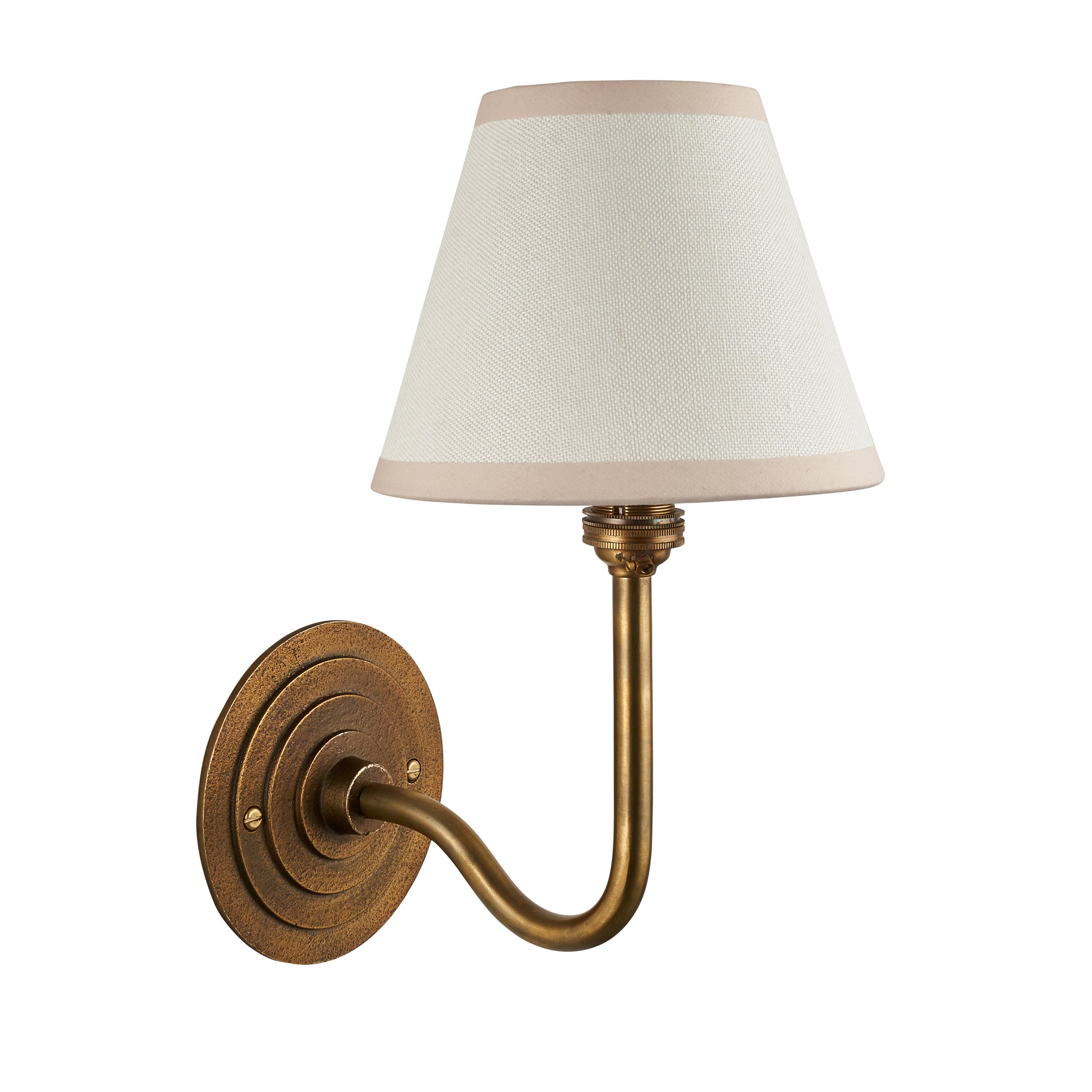 Halo Swan Brass Wall Light &White Ivy 16cm Shade