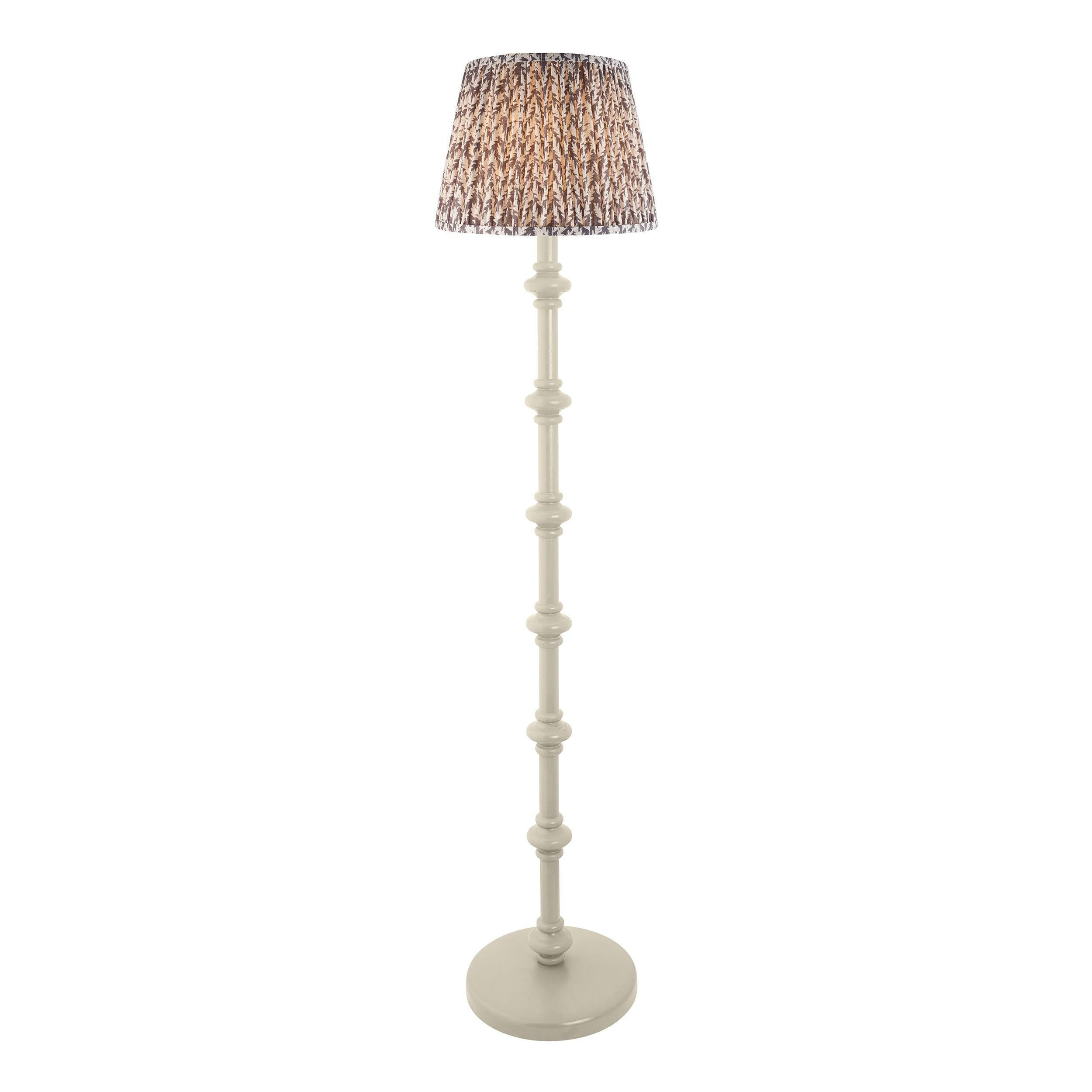 Carnaby White Floor Lamp & Leaf 35cm Pearl Grey Shade