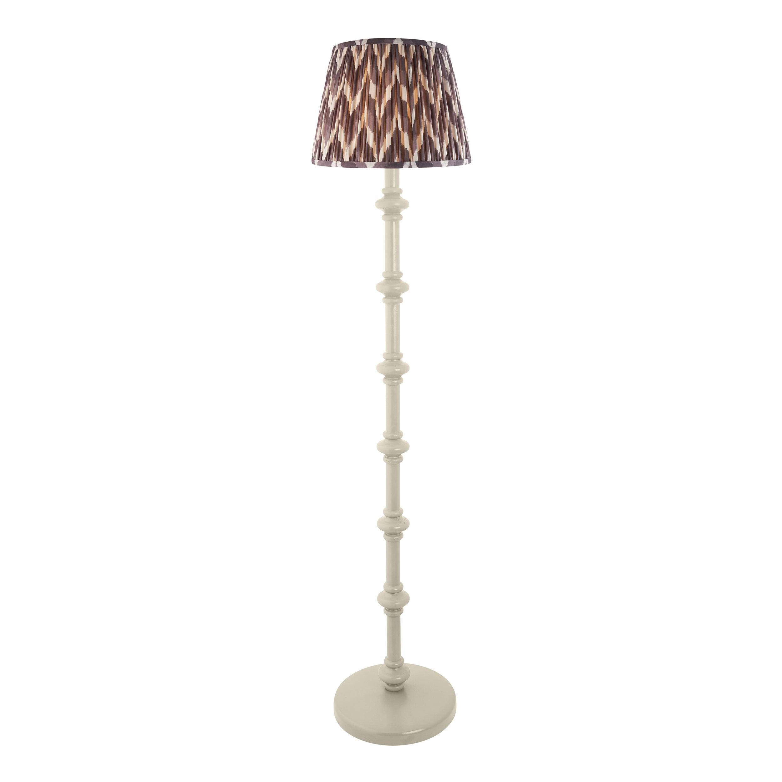 Carnaby White Floor Lamp & Zigzag 35cm Pearl Grey Shade