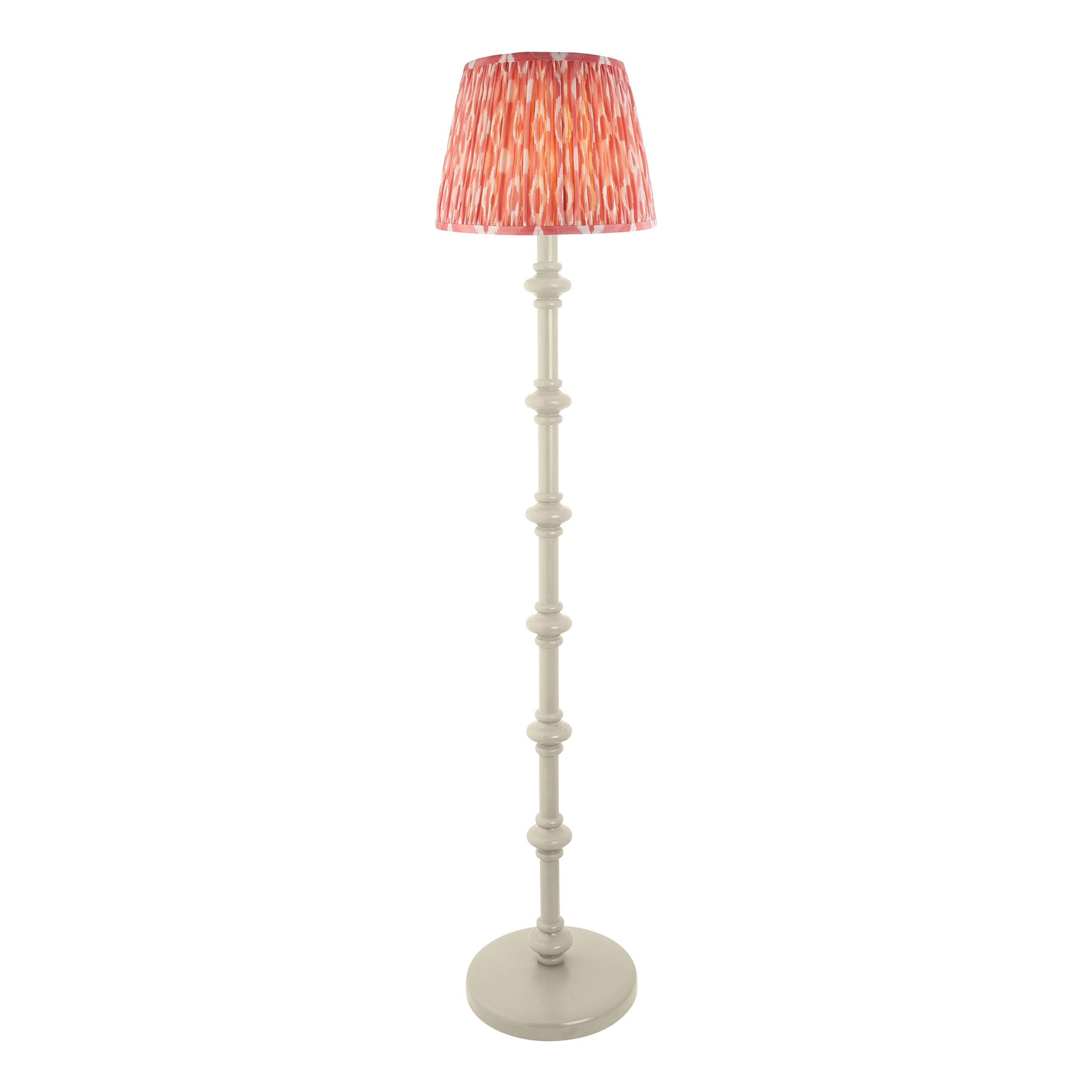 Carnaby White Floor Lamp & Ikat 35cm Coral Pink Shade