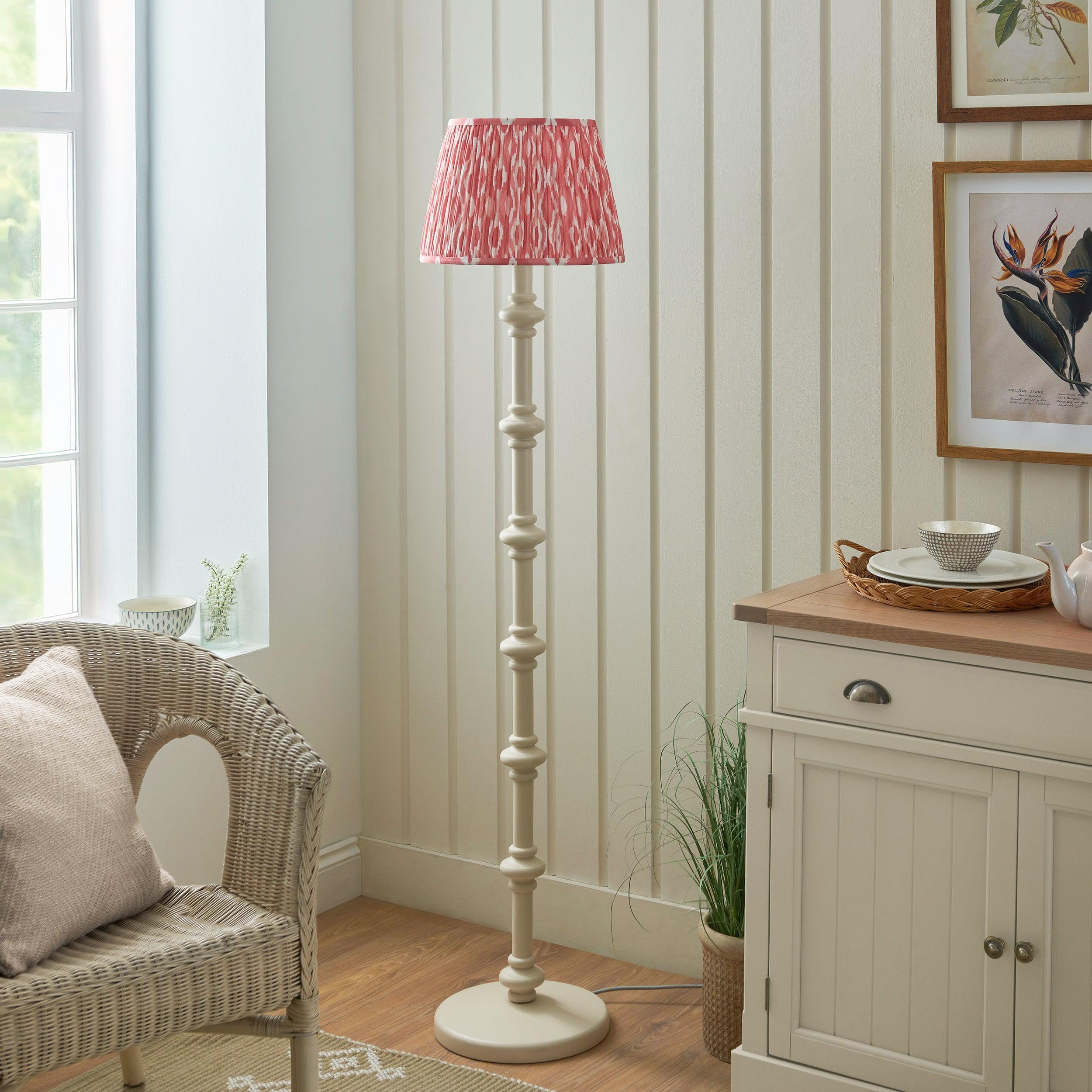 Carnaby White Floor Lamp & Ikat 35cm Coral Pink Shade