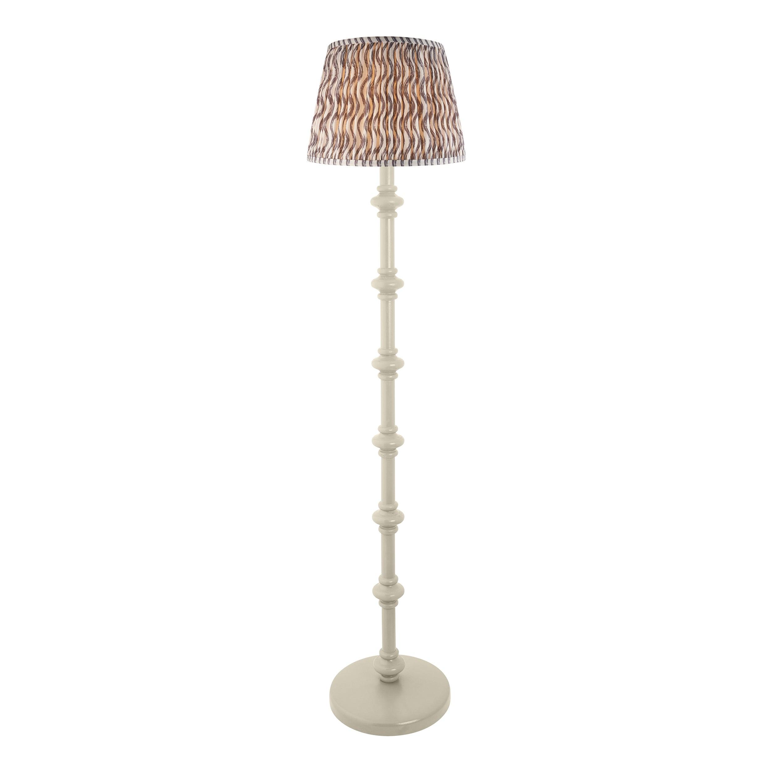 Carnaby White Floor Lamp & Ripple 35cm Pearl Grey Shade