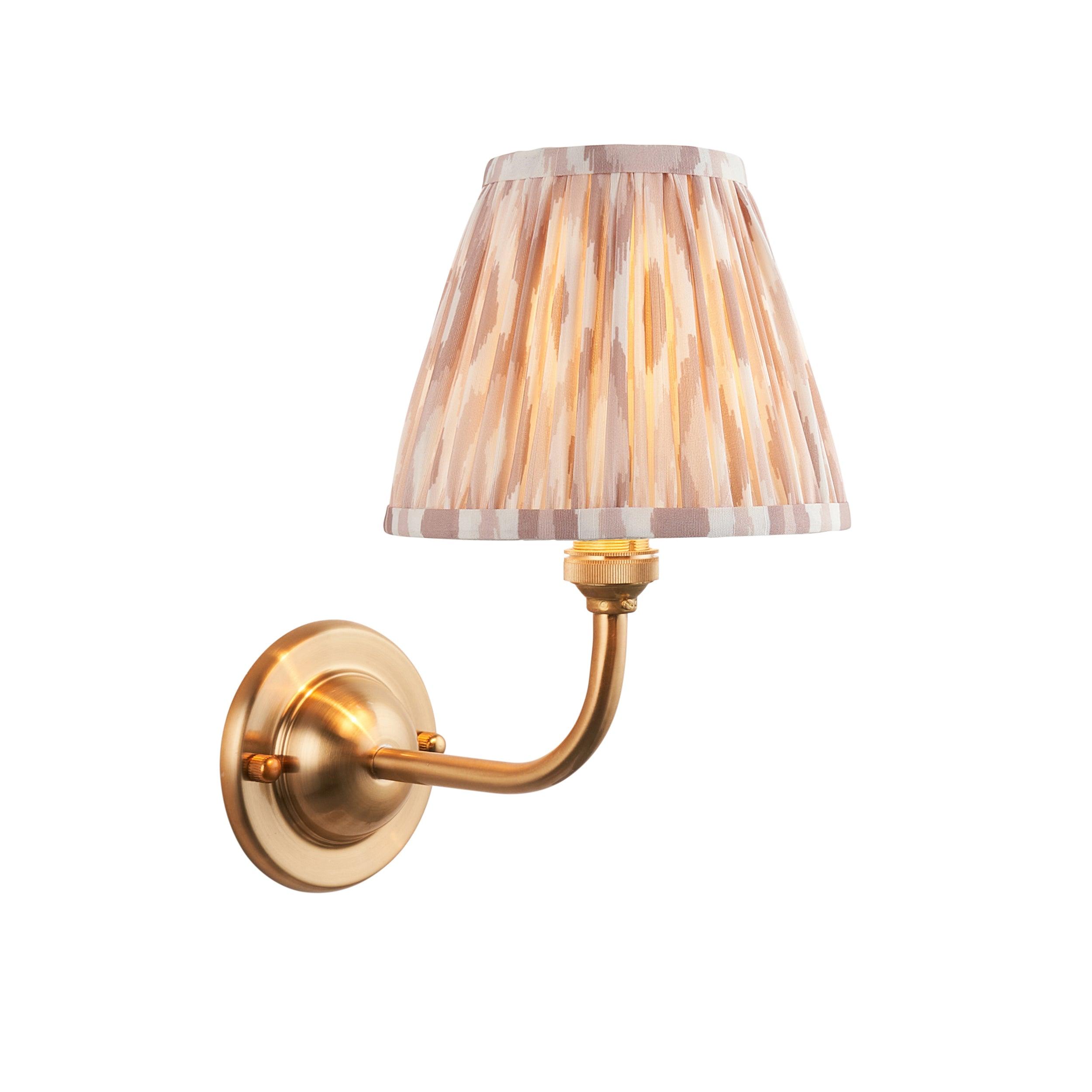 Dome Arc Brass Wall Light & Ikat 16cm Neutral Shade