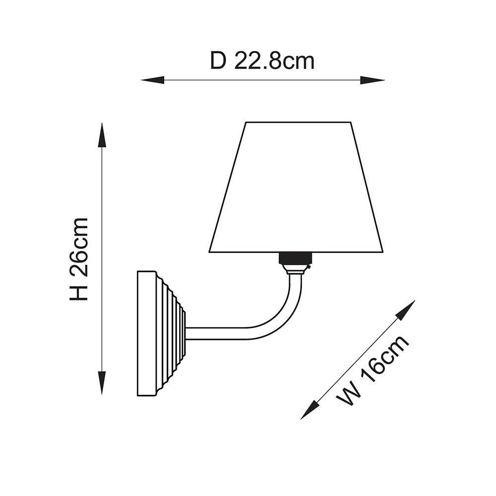 Obelisk Arc Brass Wall Light & 16cm Shade