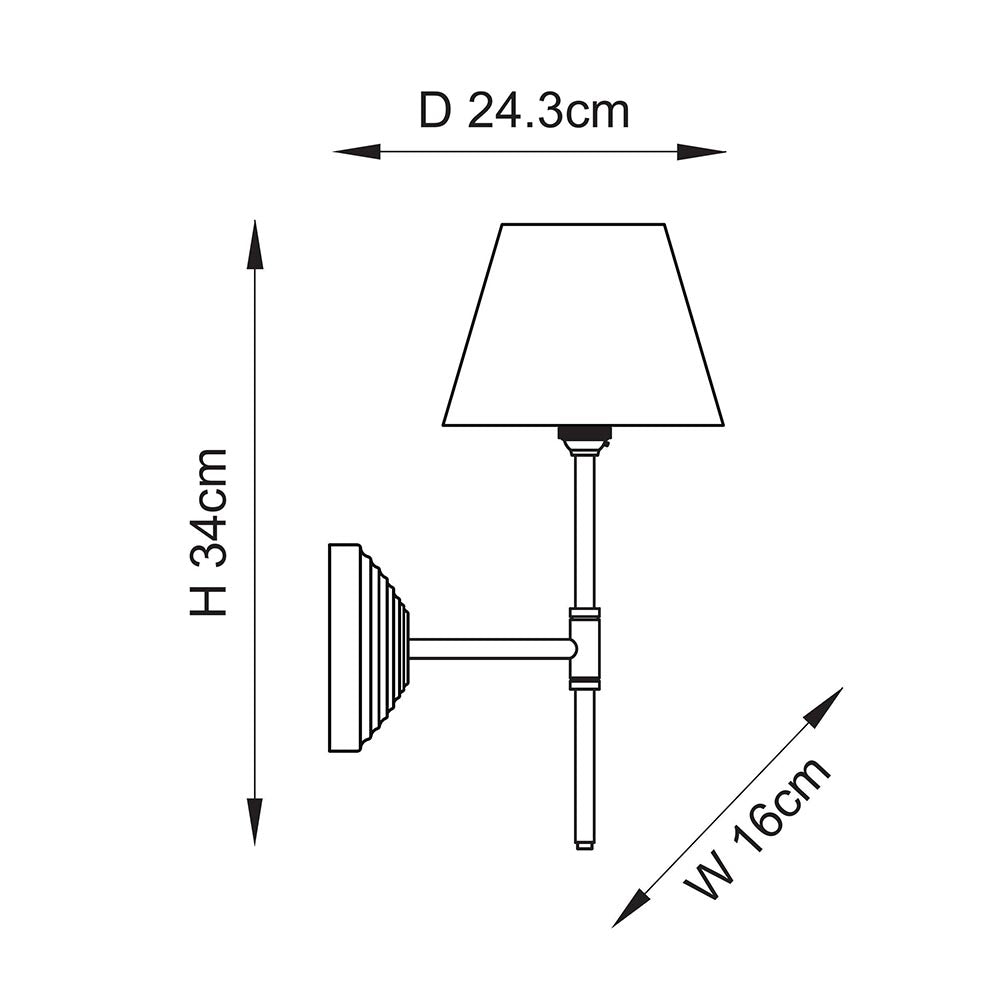 Obelisk T Bar Brass Wall Light & 16cm Shade