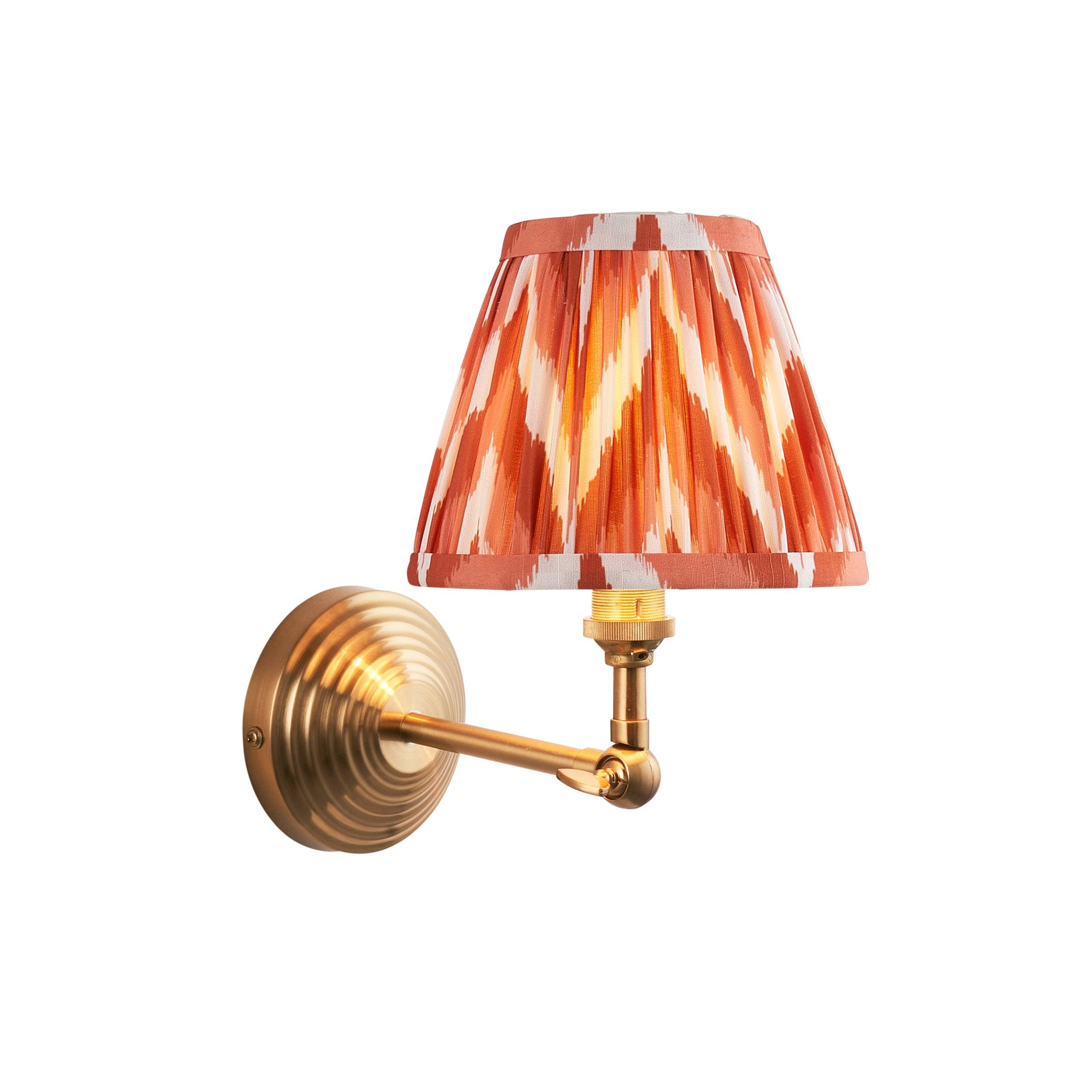 Obelisk Brass Wall Light Wing & Zigzag 16cm Apricot Orange Shade