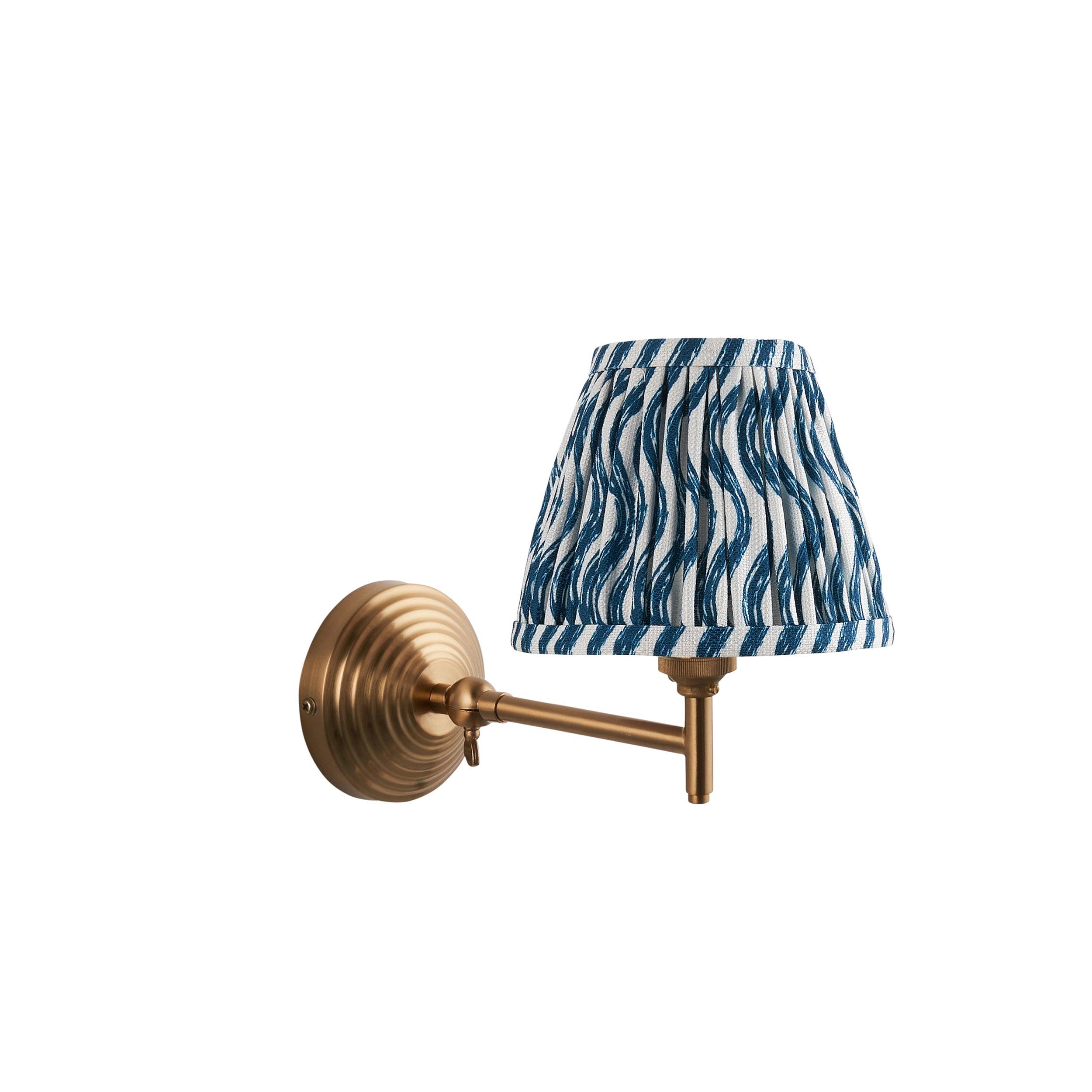 Obelisk Fold Brass Wall Light & Ripple 16cm Marlin Blue Shade
