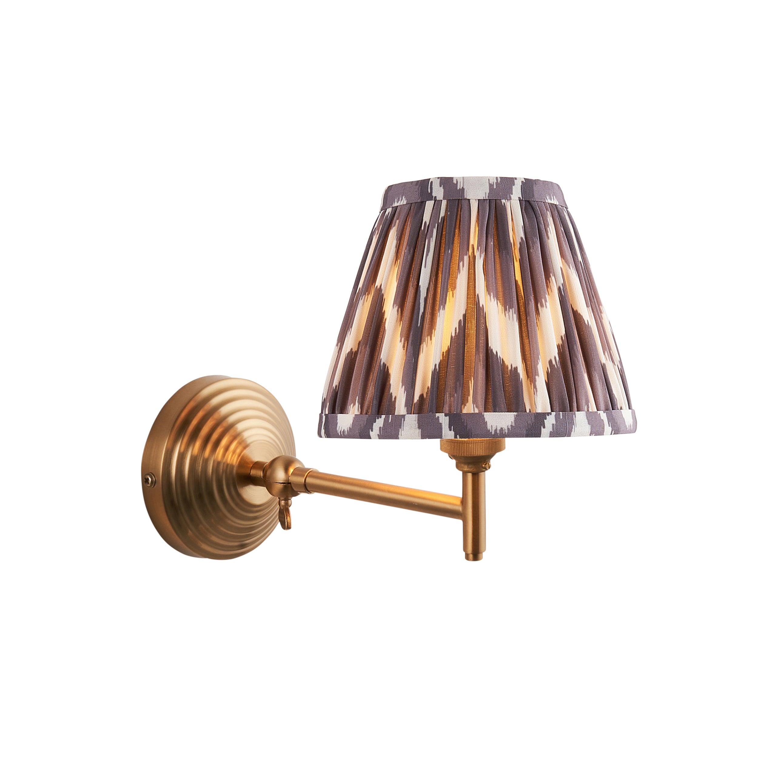 Obelisk Fold Brass Wall Light & Zigzag 16cm Pearl Grey Shade