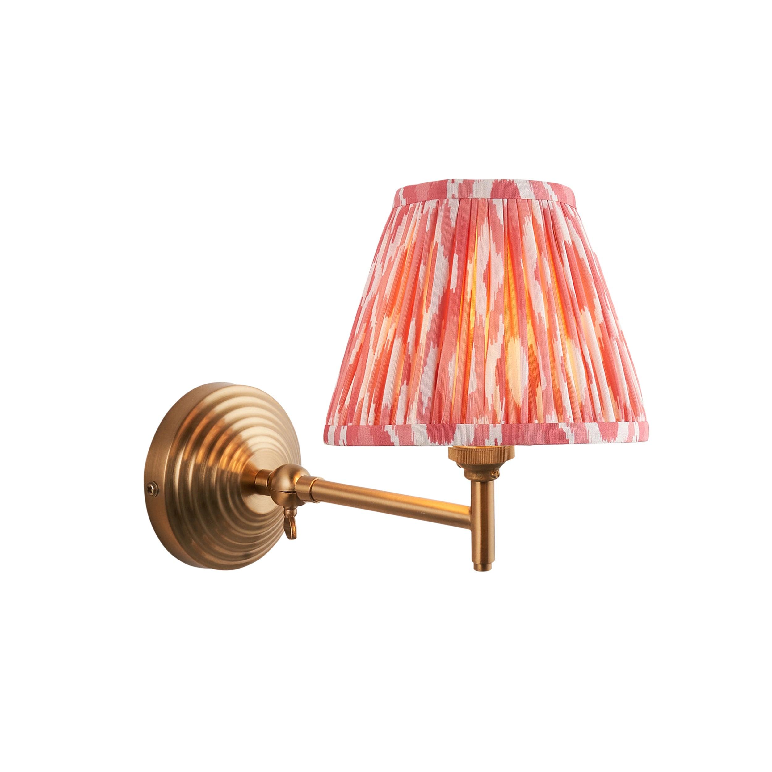 Obelisk Fold Brass Wall Light & Ikat 16cm Coral Pink Shade