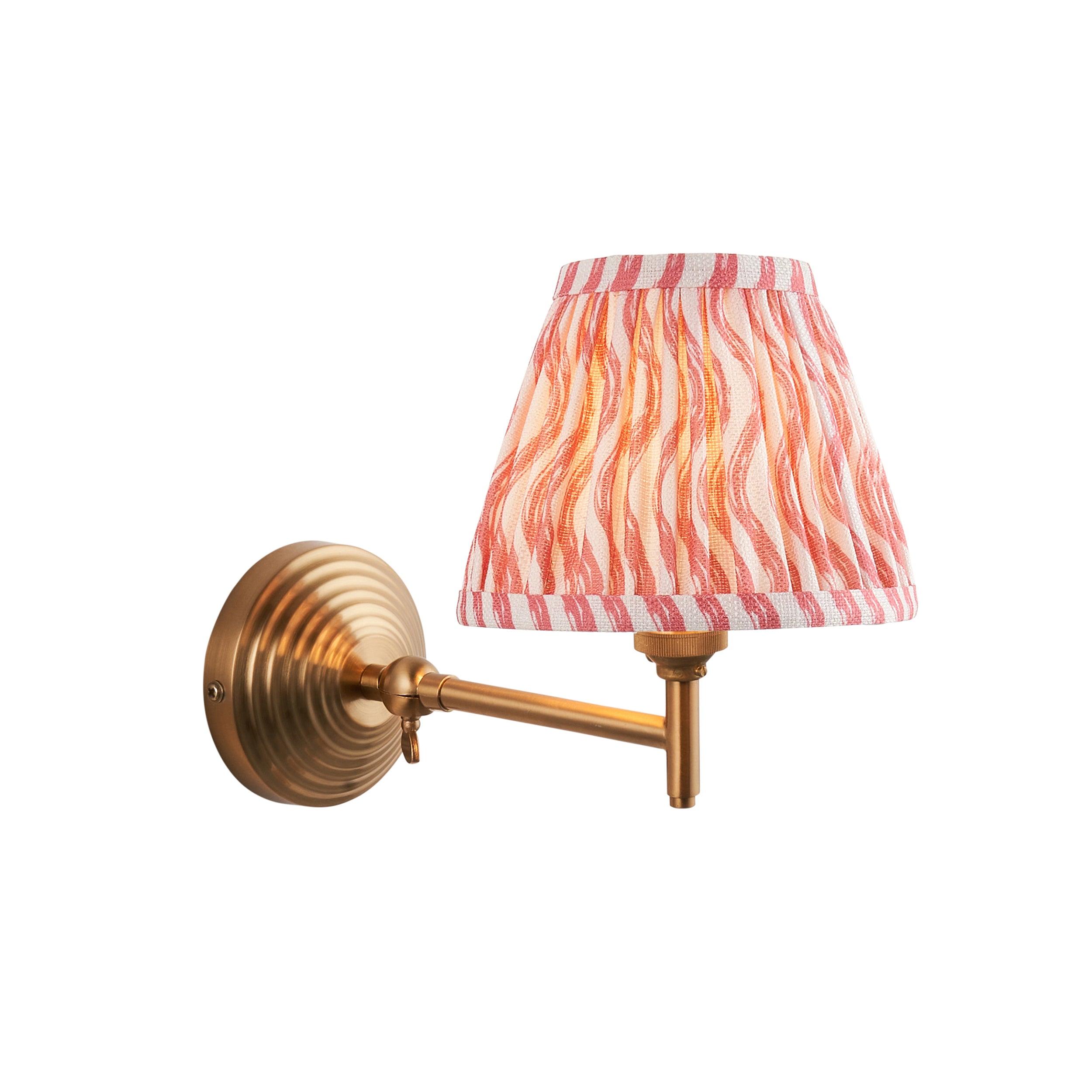 Obelisk Fold Brass Wall Light & Ripple 16cm Coral Pink Shade