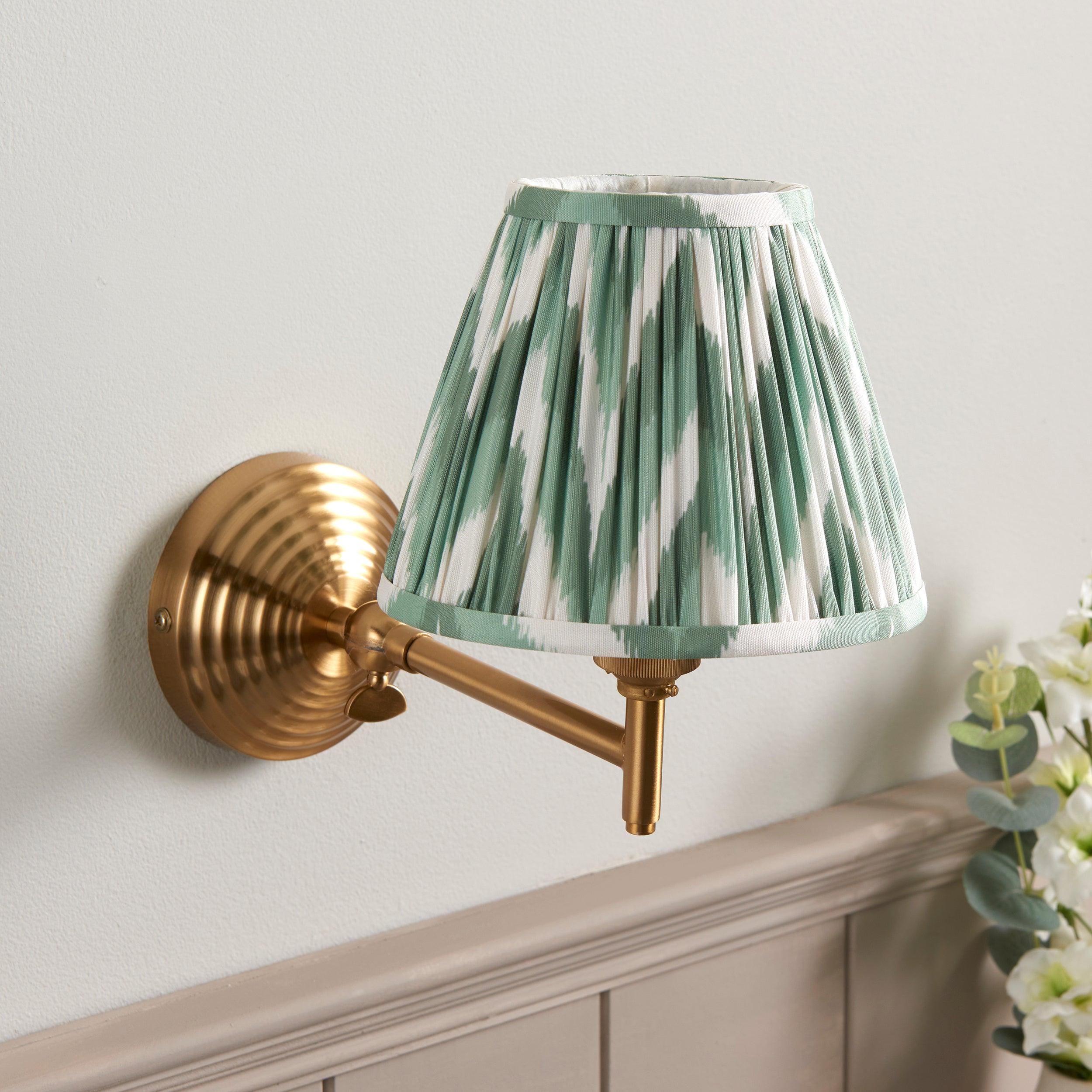 Obelisk Fold Brass Wall Light & Zigzag 16cm Cotswold Green Shade