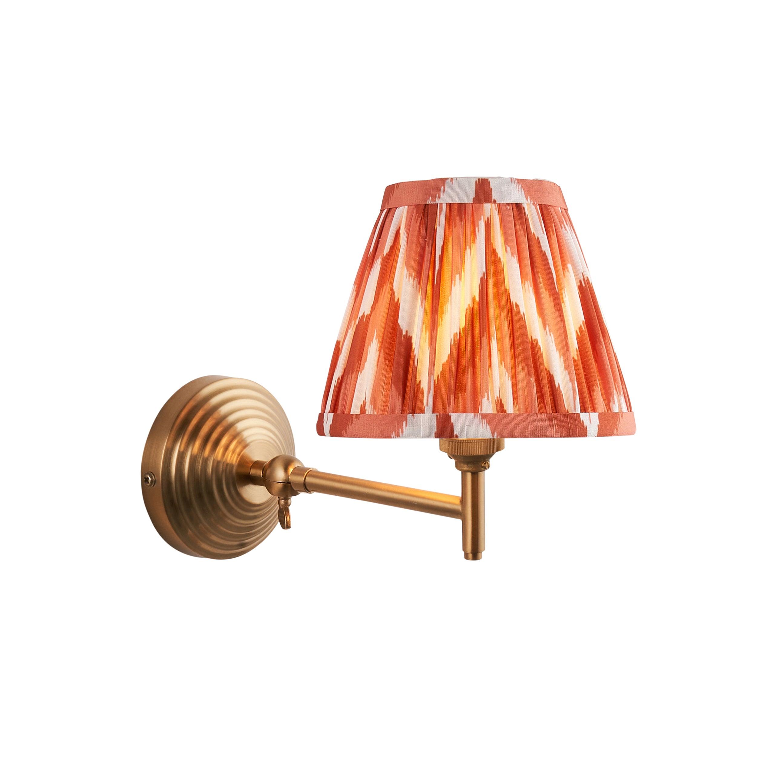 Obelisk Fold Brass Wall Light & Zigzag 16cm Apricot Orange Shade