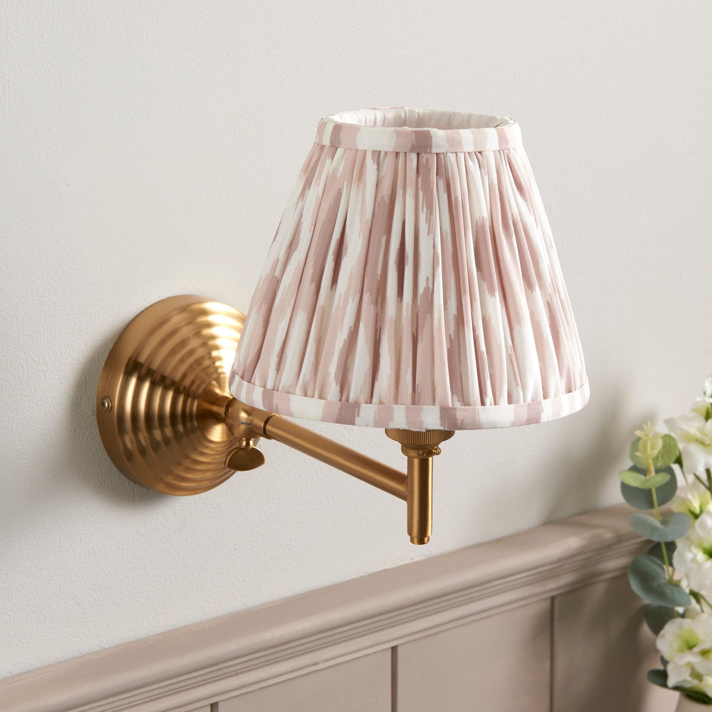 Obelisk Fold Brass Wall Light & Ikat 16cm Neutral Shade