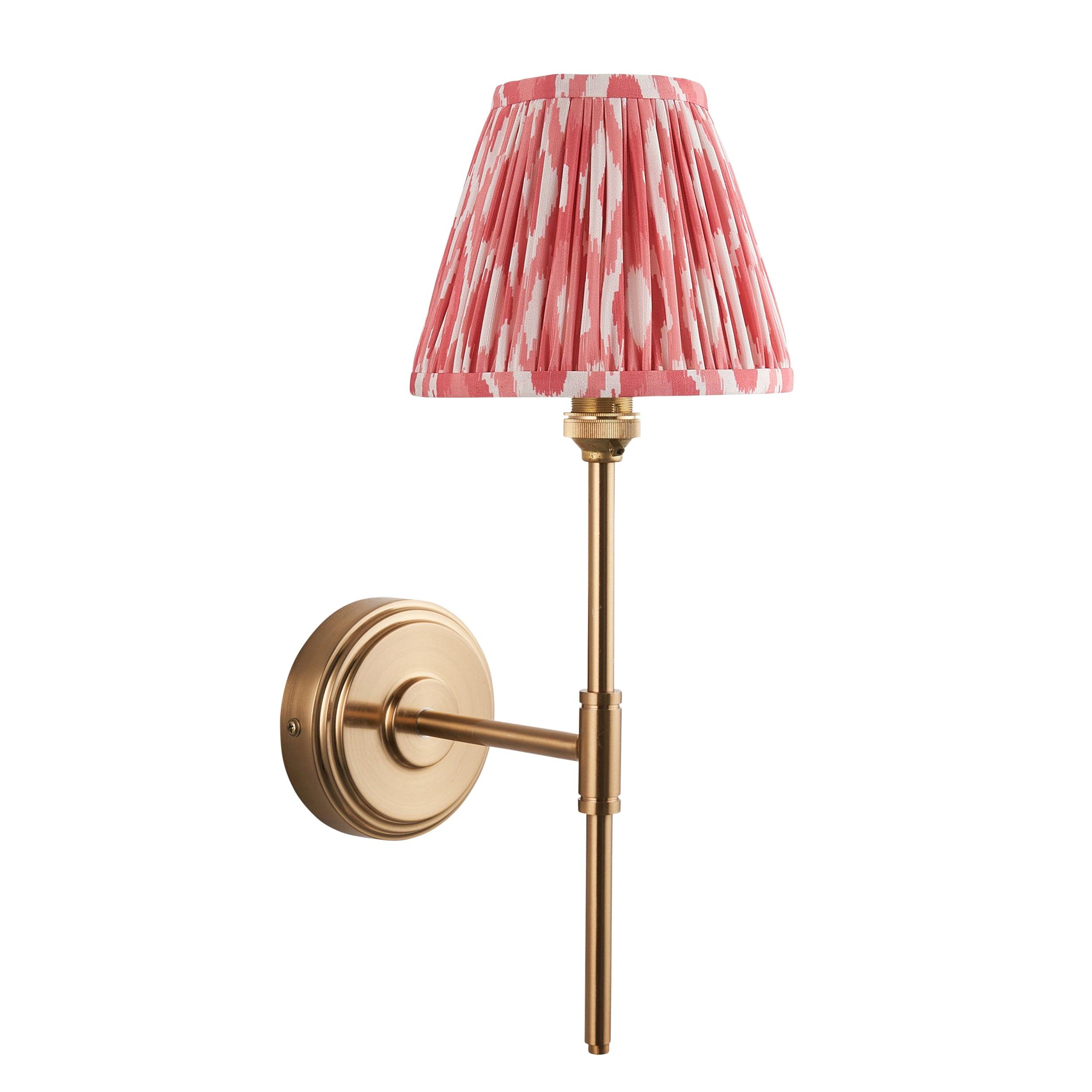 Step T Bar Brass Wall Light & Ikat 16cm Coral Pink Shade