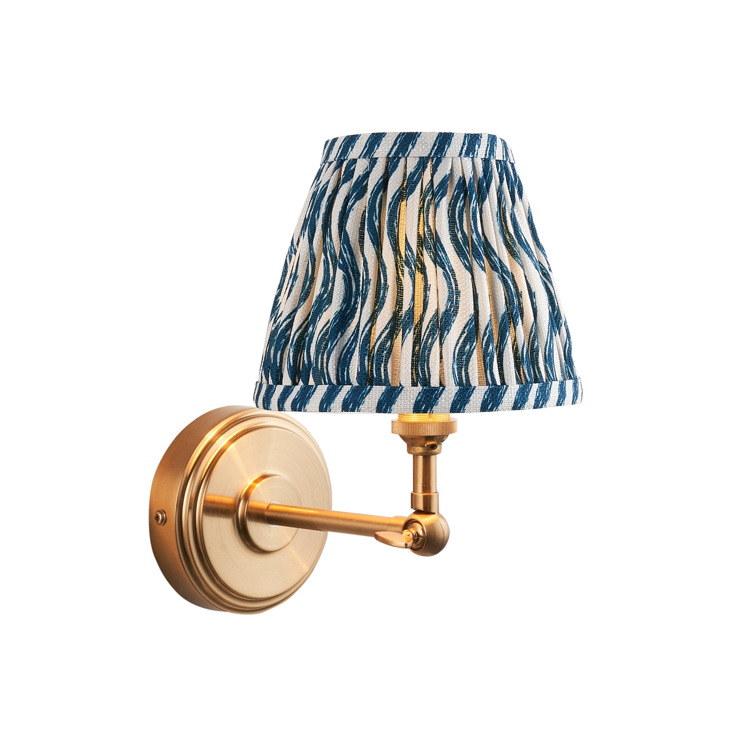 Step Wing Brass Wall Light & Ripple 16cm Marlin Blue Shade