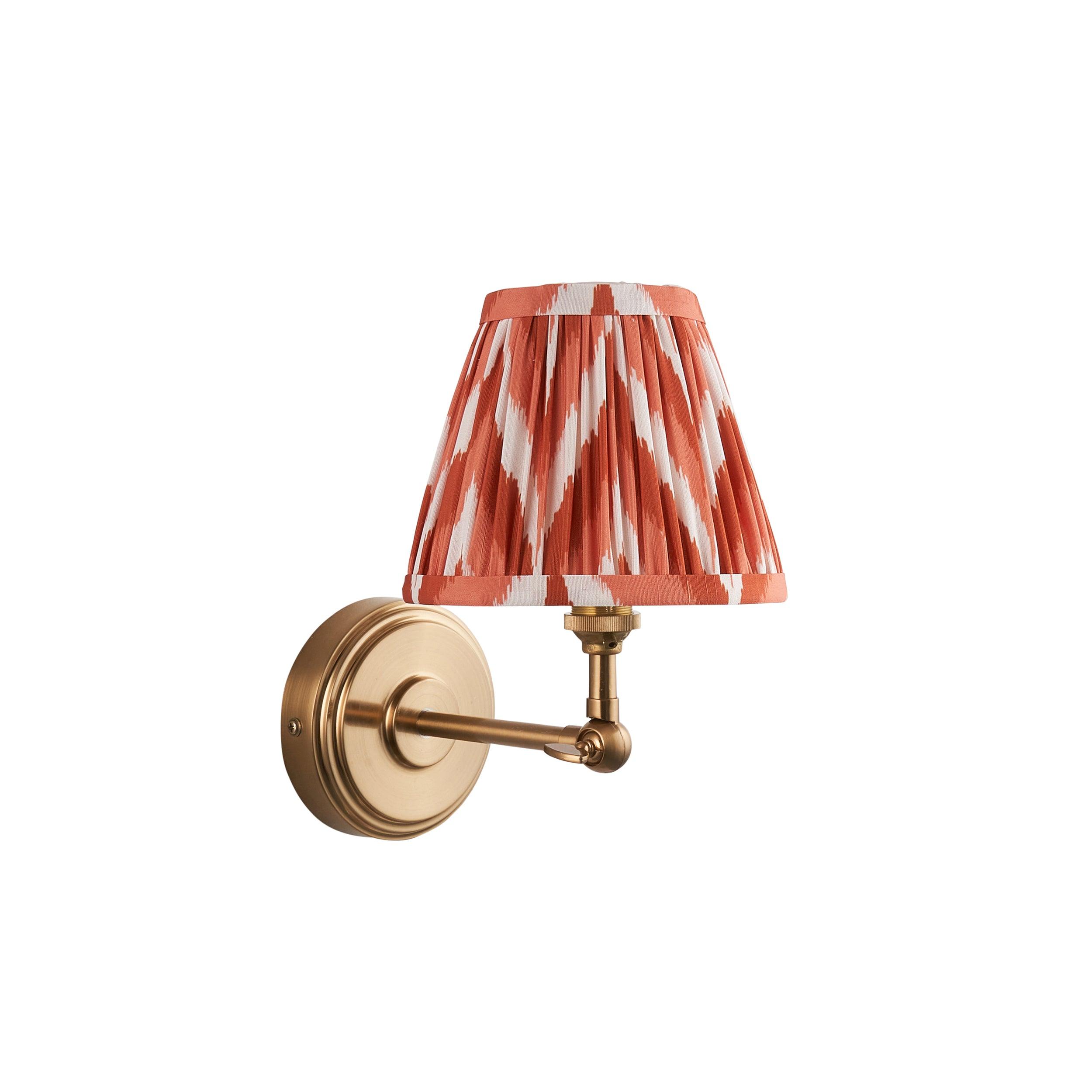 Step Wing Brass Wall Light & Zigzag 16cm Apricot Orange Shade