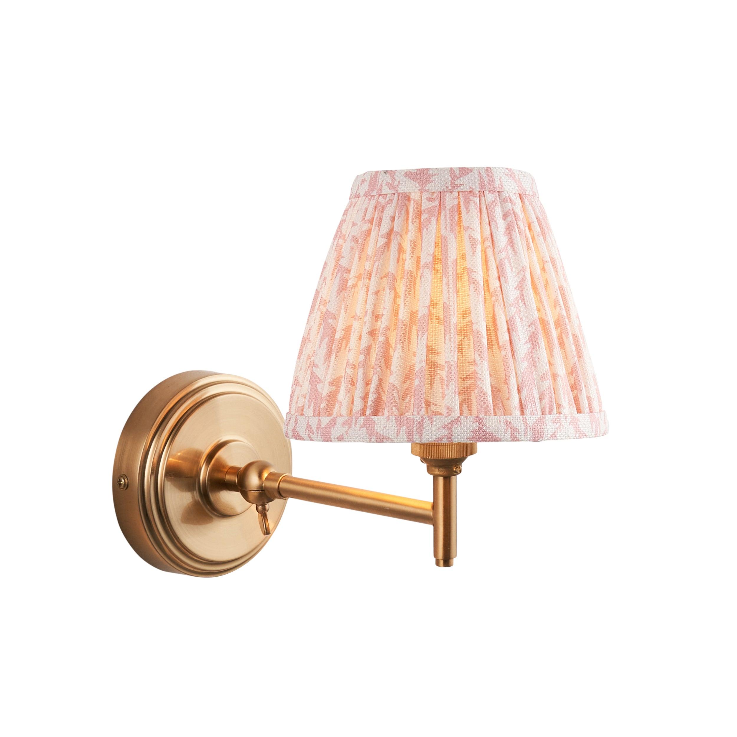 Step Fold Brass Wall Light & Leaf 16cm Peachy keen Shade