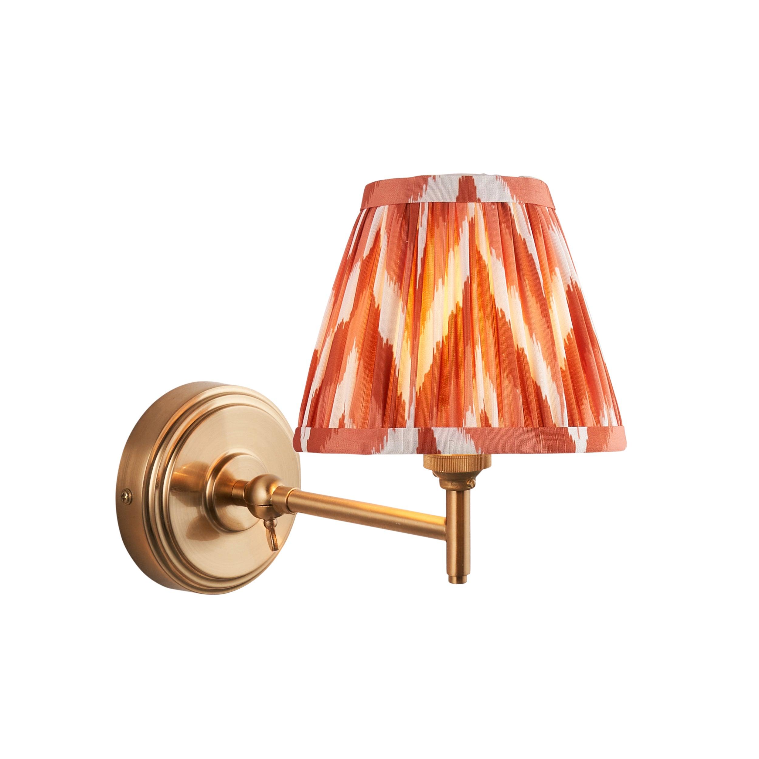 Step Fold Brass Wall Light & Zigzag 16cm Apricot Orange Shade