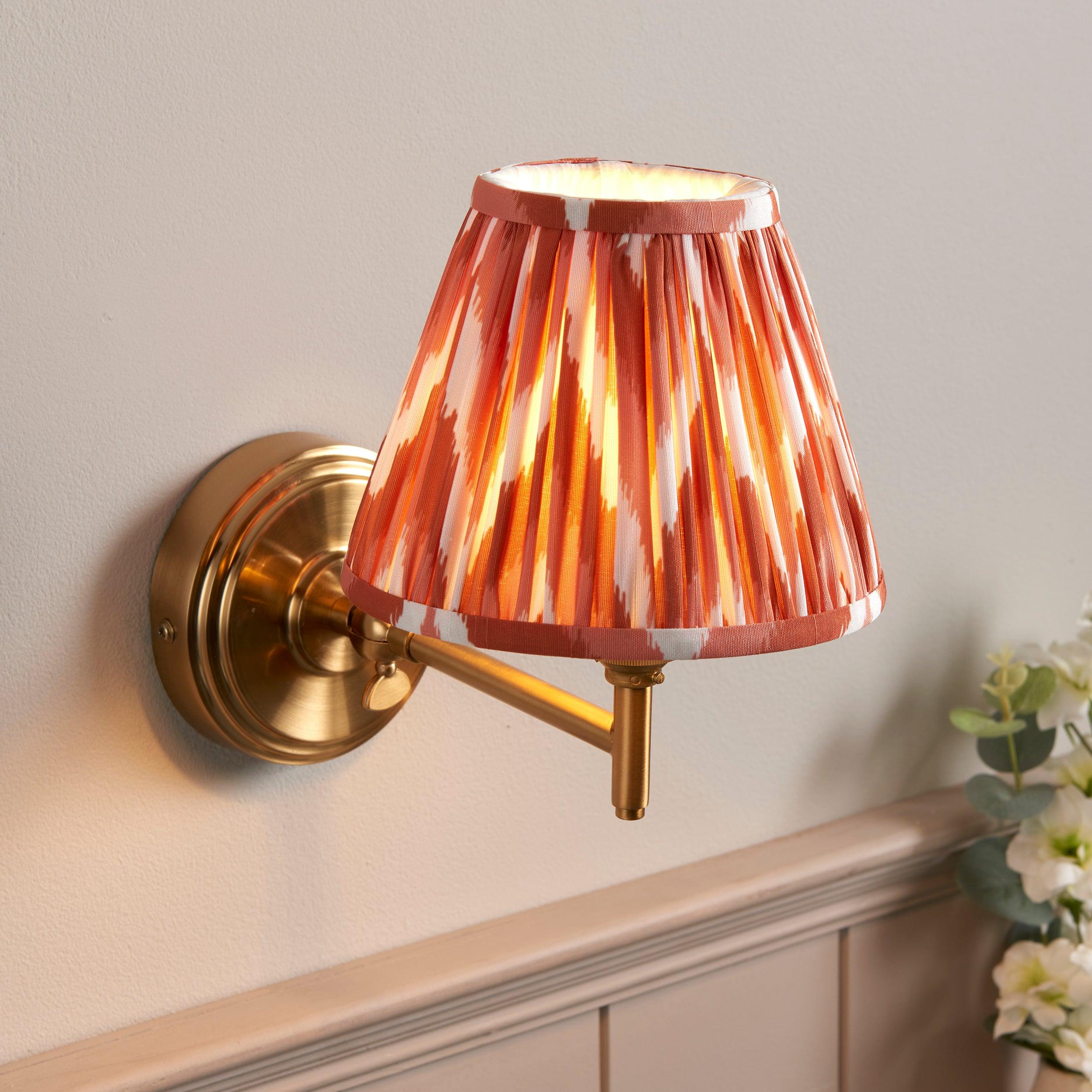Step Fold Brass Wall Light & Zigzag 16cm Apricot Orange Shade