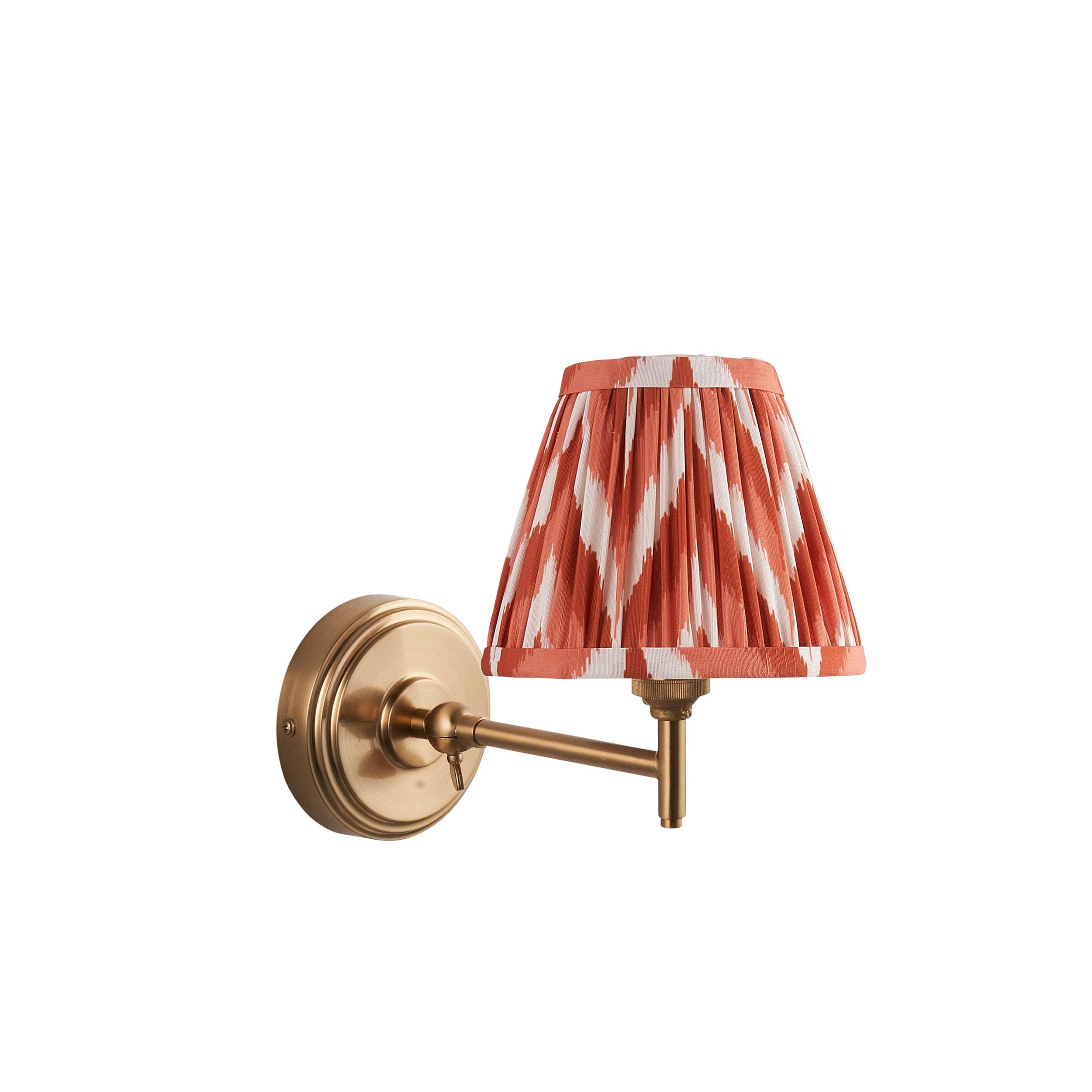 Step Fold Brass Wall Light & Zigzag 16cm Apricot Orange Shade