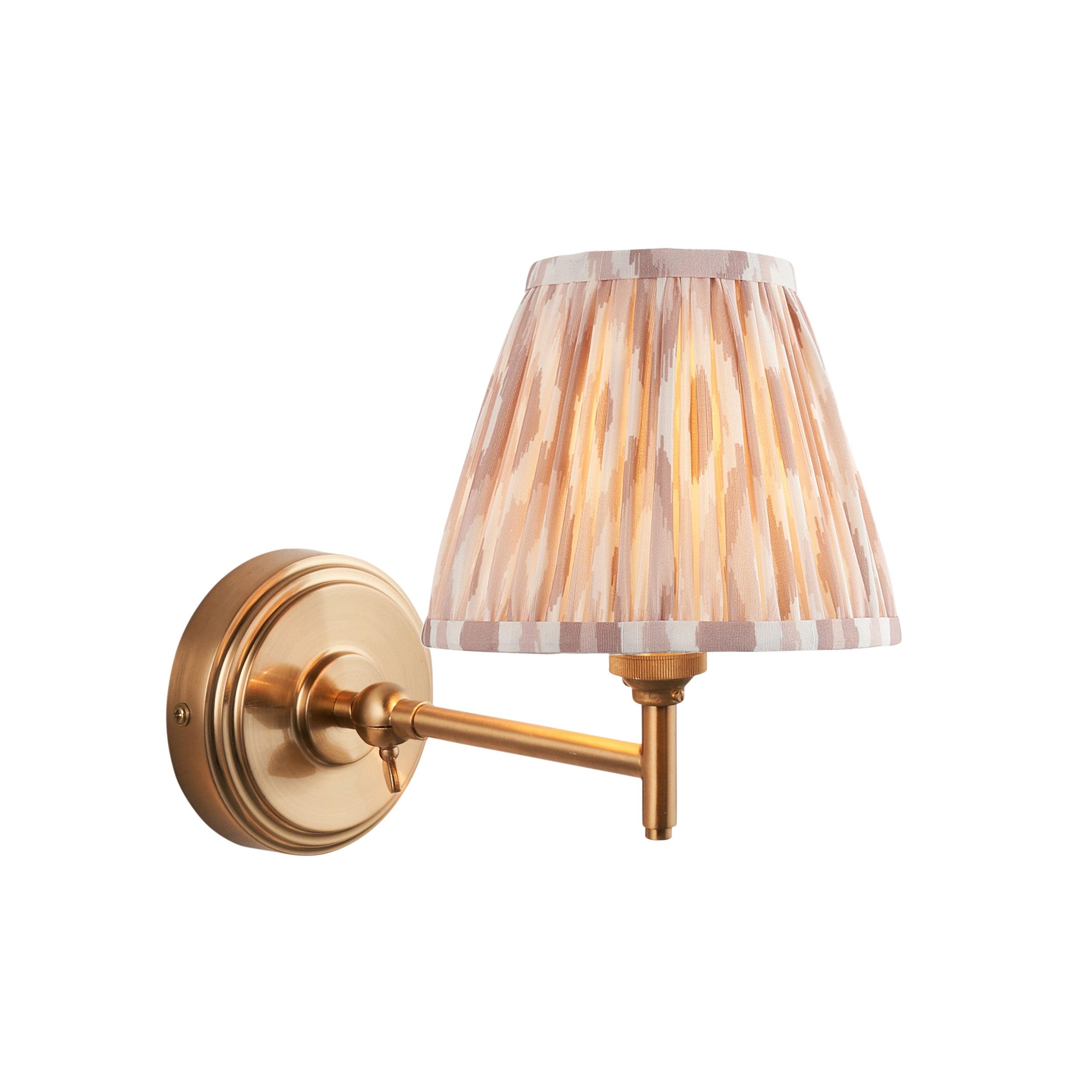 Step Fold Brass Wall Light & Ikat 16cm Neutral Shade