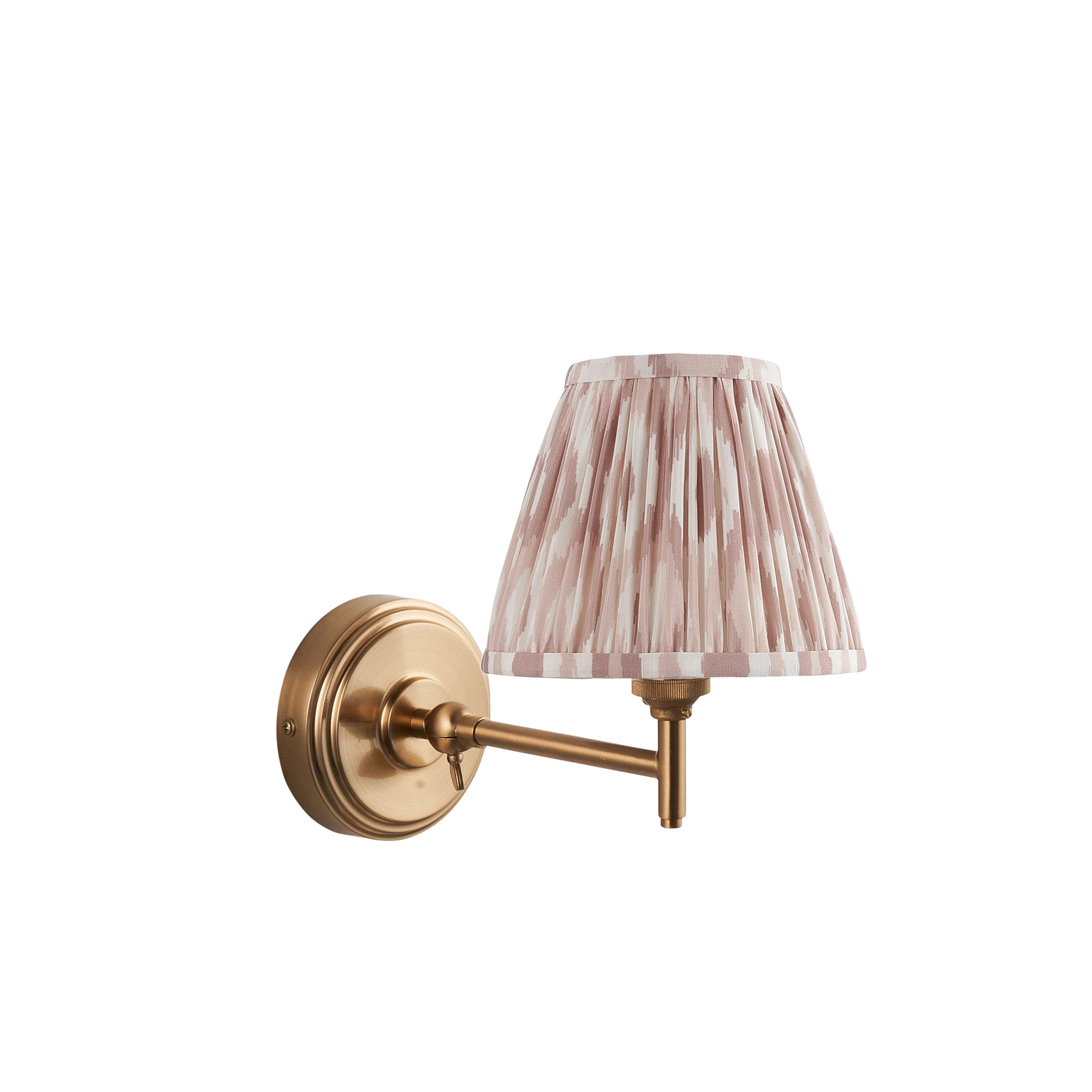 Step Fold Brass Wall Light & Ikat 16cm Neutral Shade