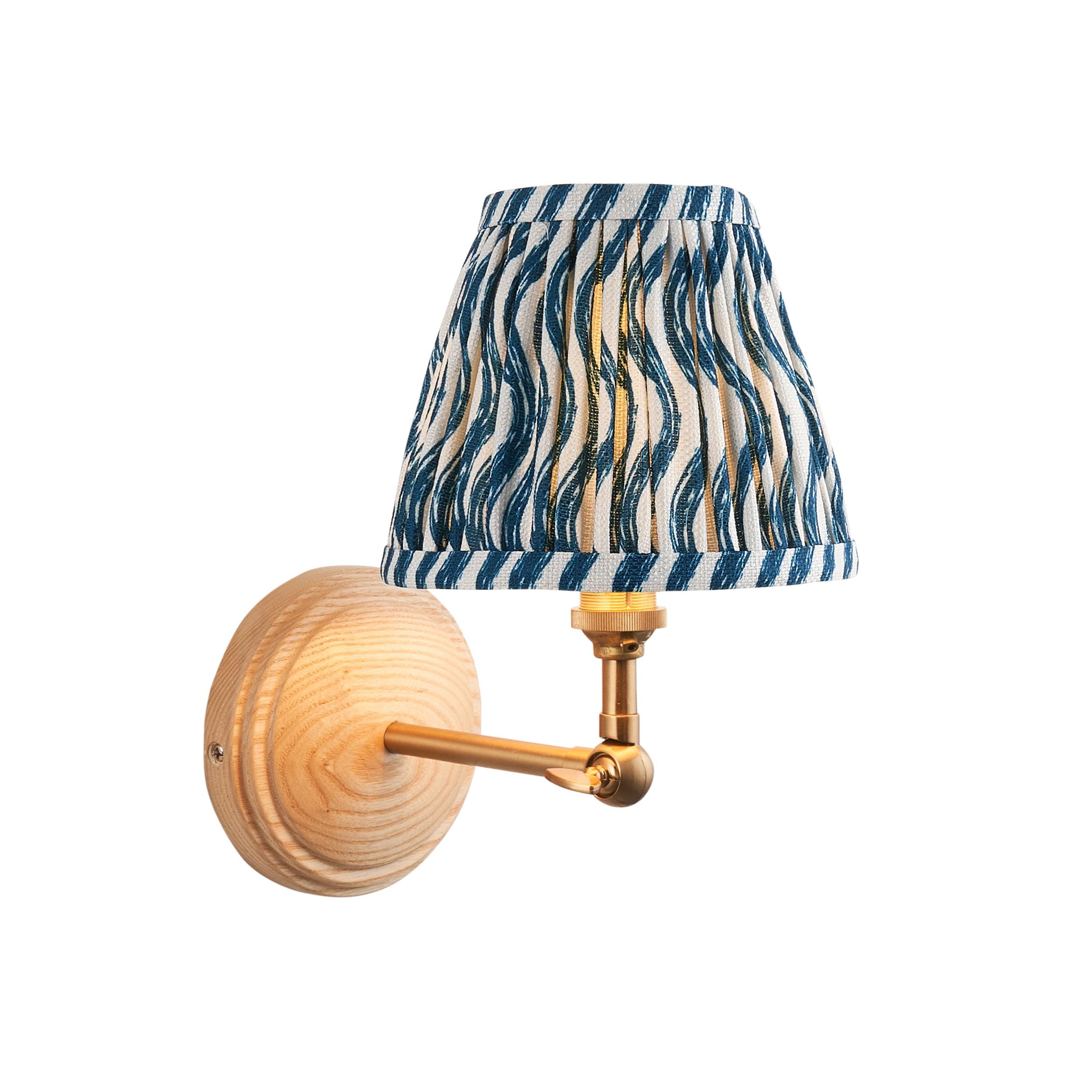 Wood Wing Wall Light & Ripple 16cm Marlin Blue Shade