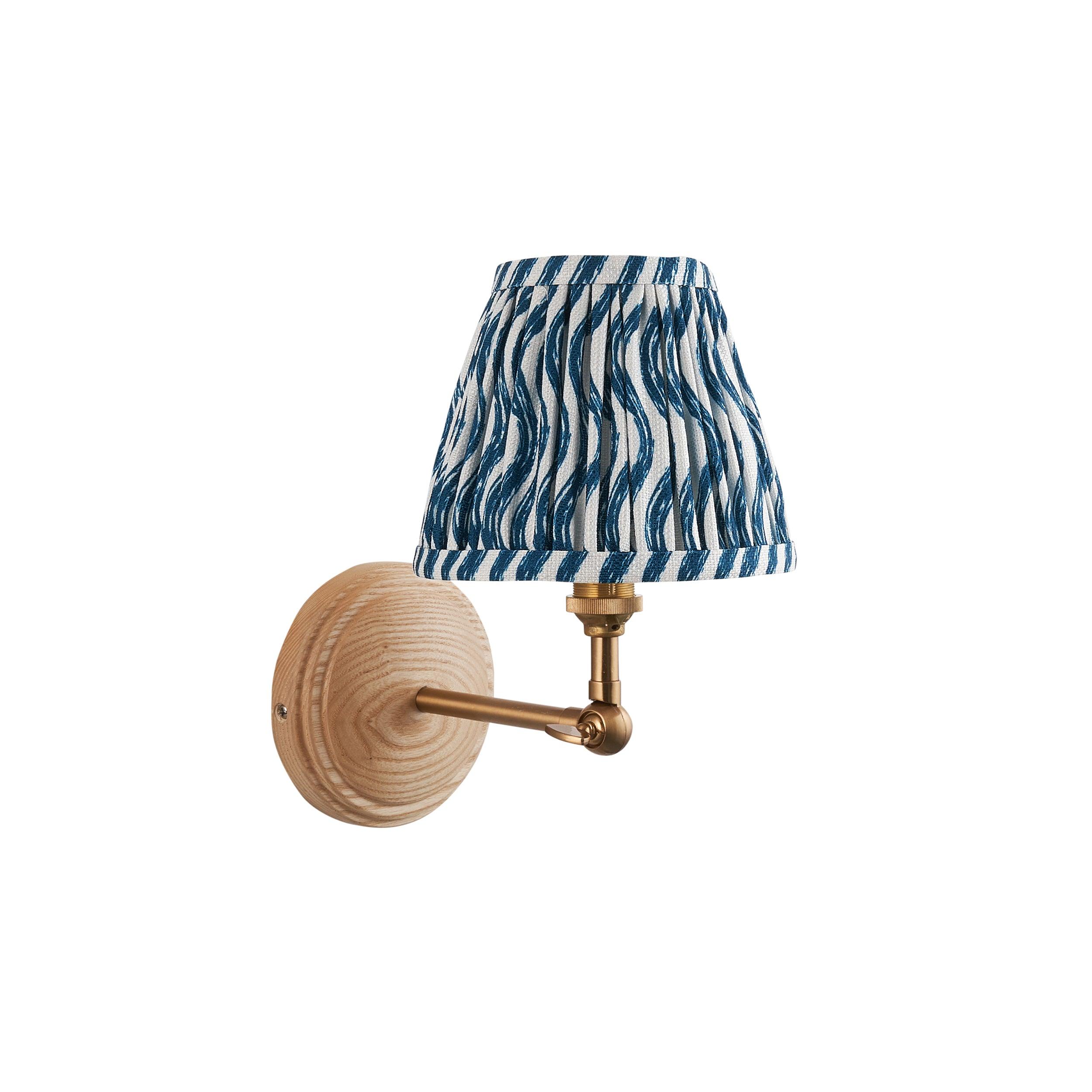 Wood Wing Wall Light & Ripple 16cm Marlin Blue Shade