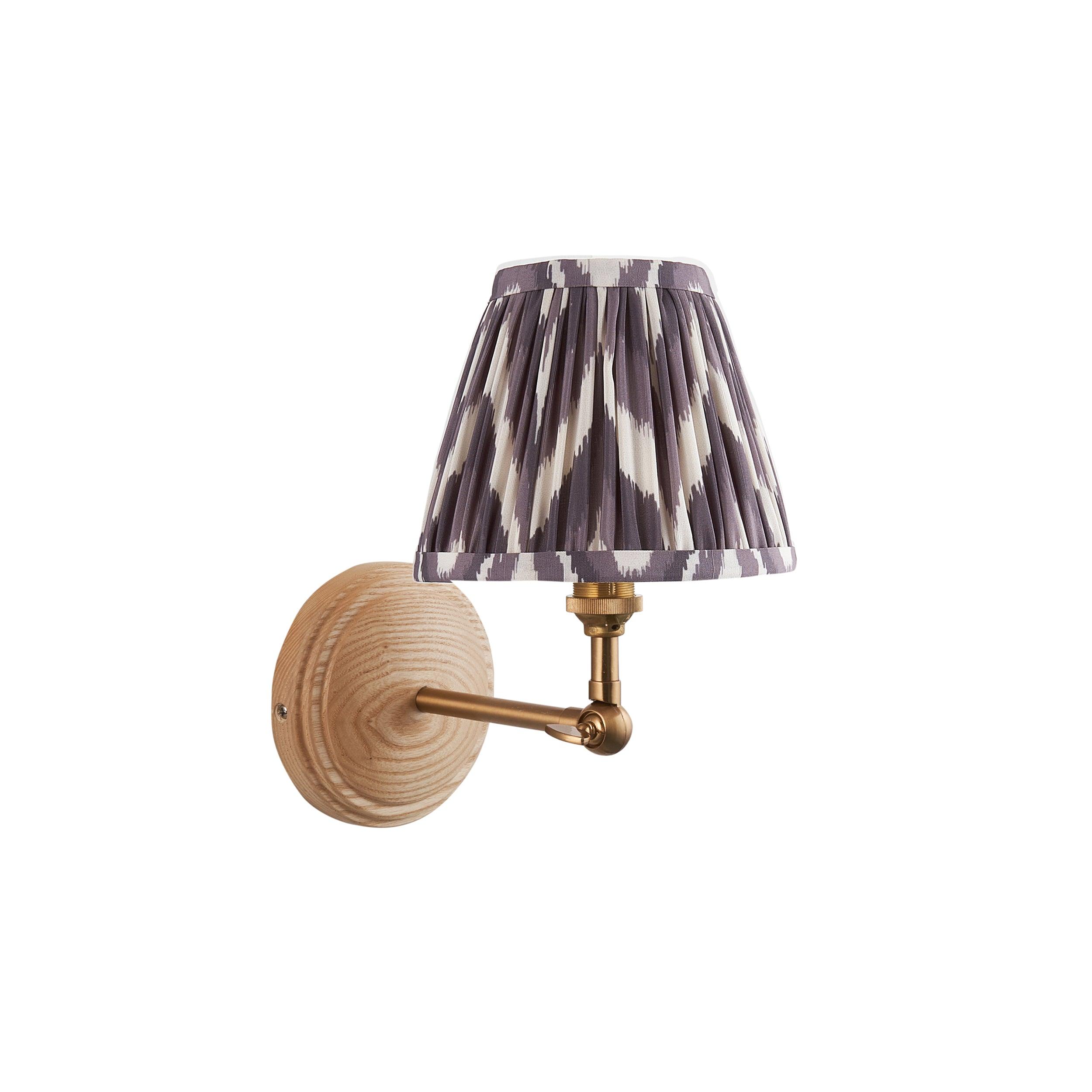 Wood Wing Wall Light & Zigzag 16cm Pearl Grey Shade