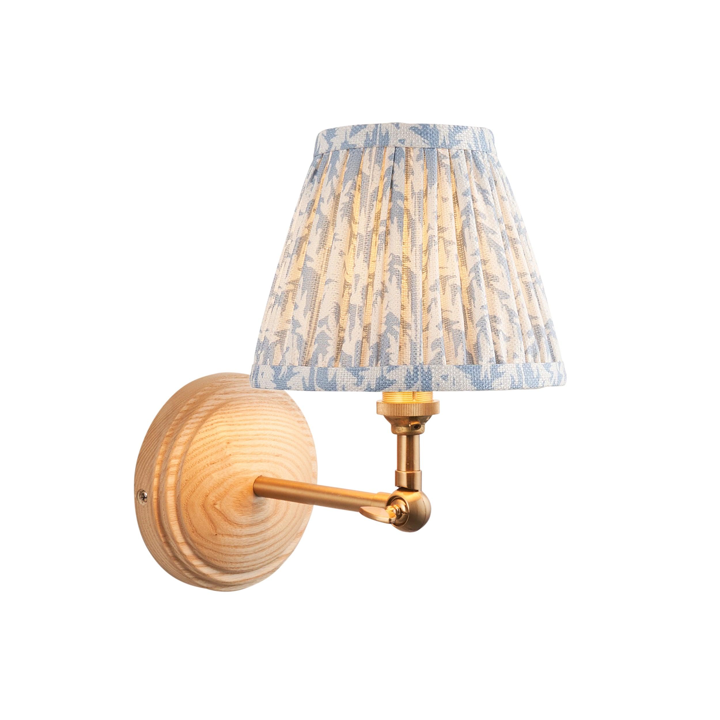 Wood Wing Wall Light & Leaf 16cm Shell Bay Blue Shade