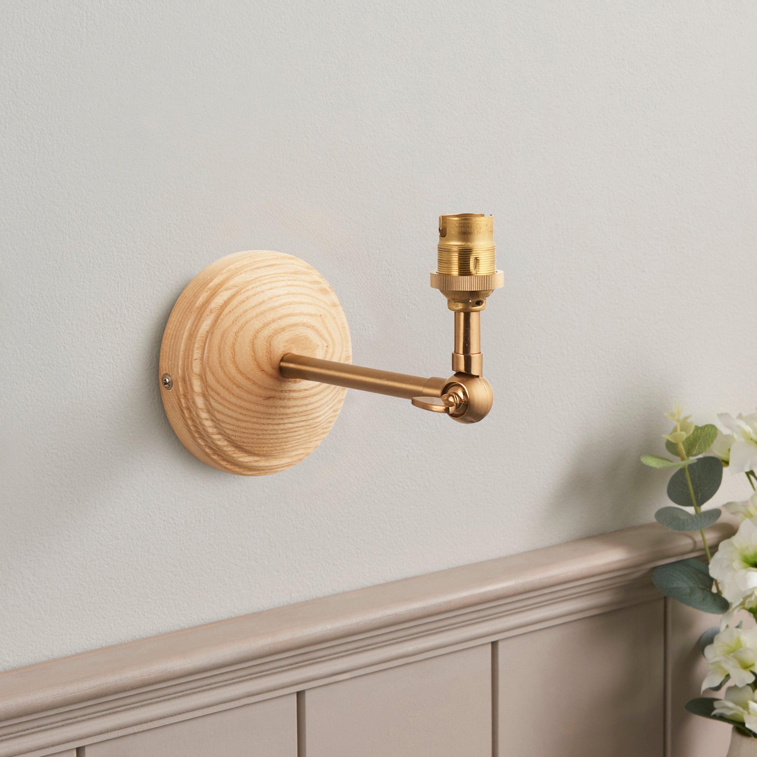 Wood Wing Wall Light & Zigzag 16cm Apricot Orange Shade