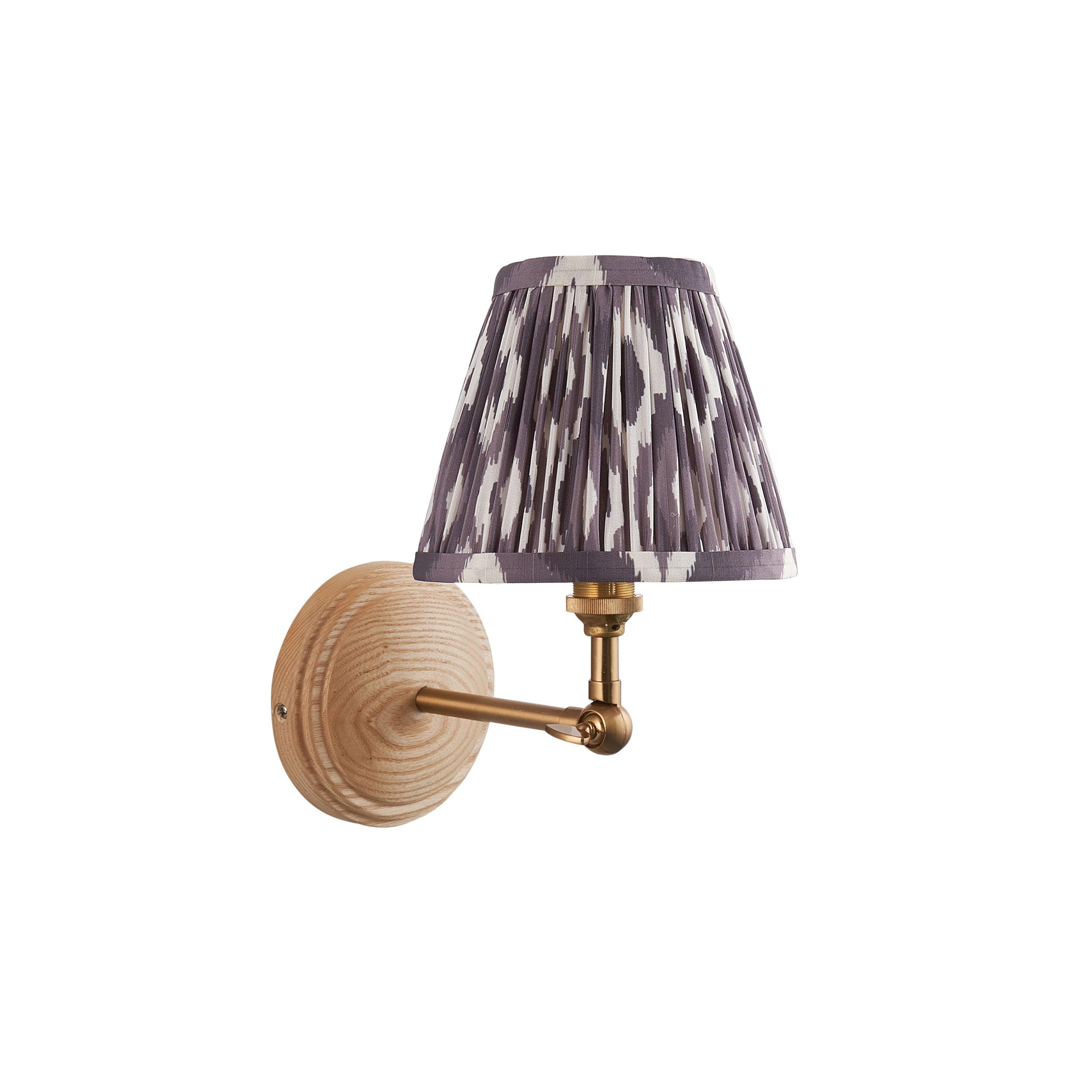 Wood Wing Wall Light & Ikat 16cm Pearl Grey Shade