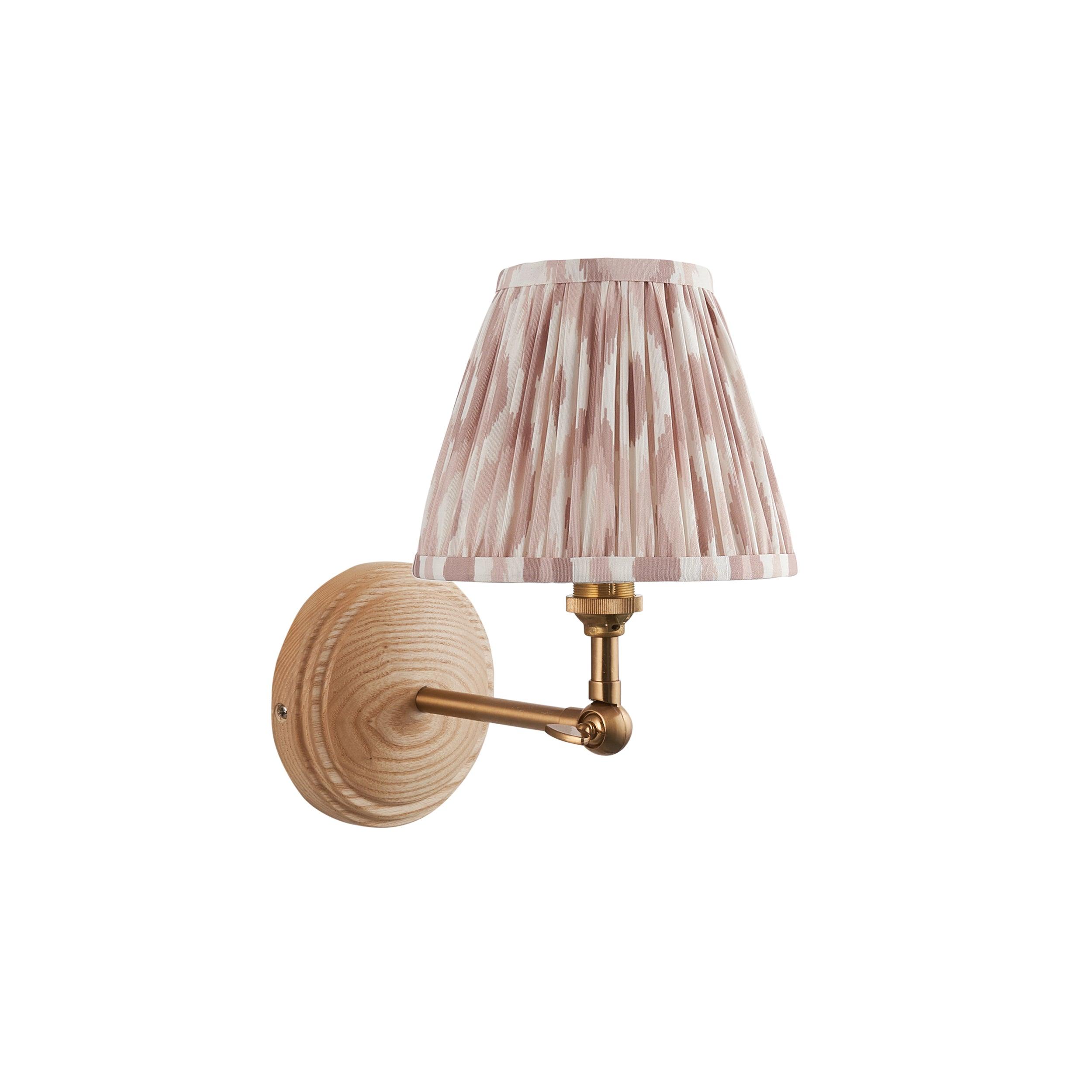 Wood Wing Wall Light & Ikat 16cm Neutral Shade