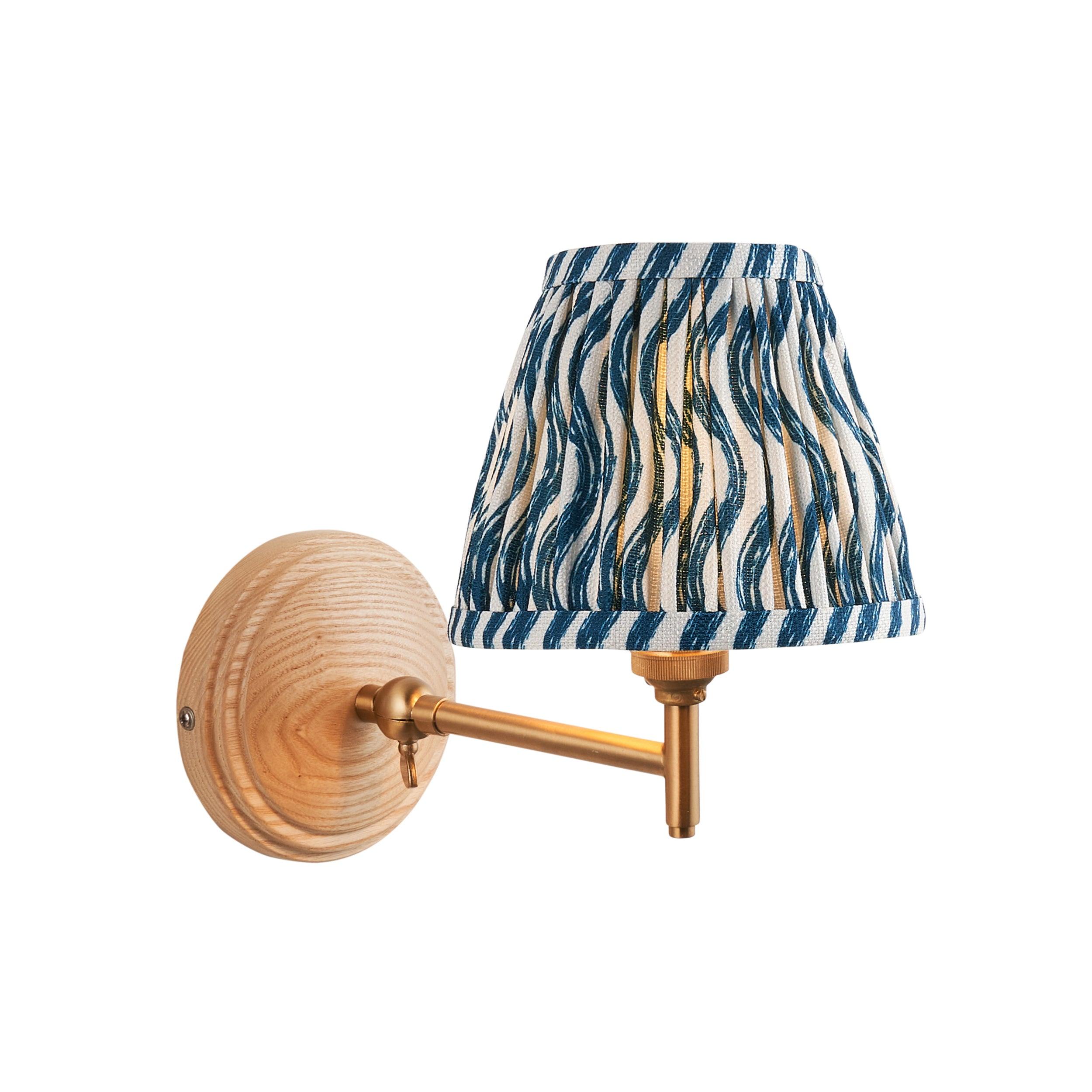 Wood Fold Wall Light & Ripple 16cm Marlin Blue Shade