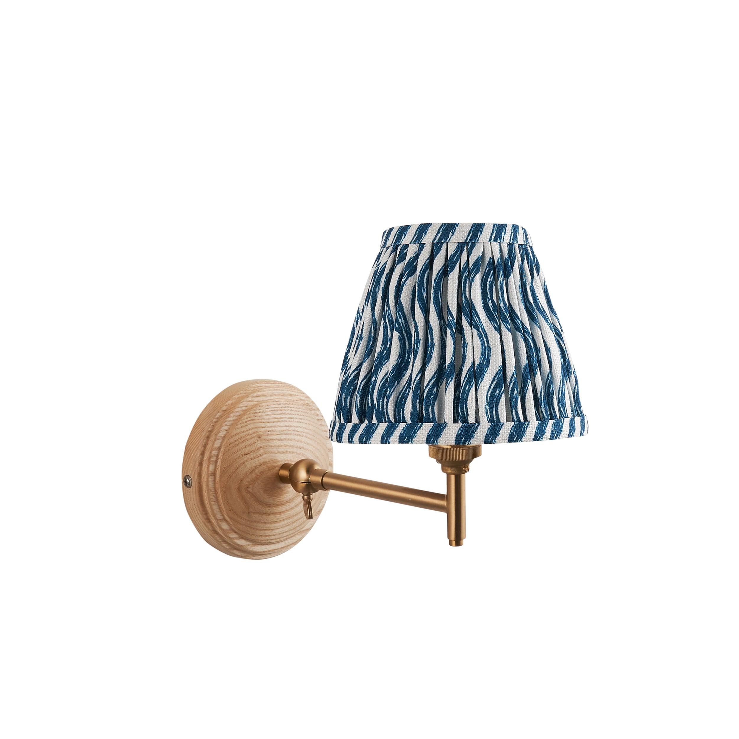 Wood Fold Wall Light & Ripple 16cm Marlin Blue Shade