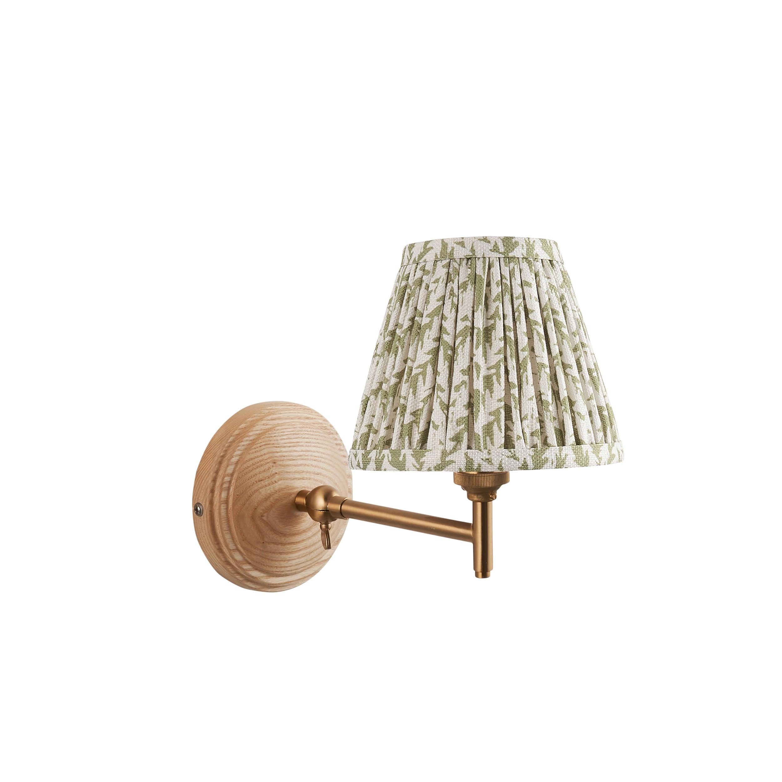 Wood Fold Wall Light & Leaf 16cm Herb Garden Green Shade