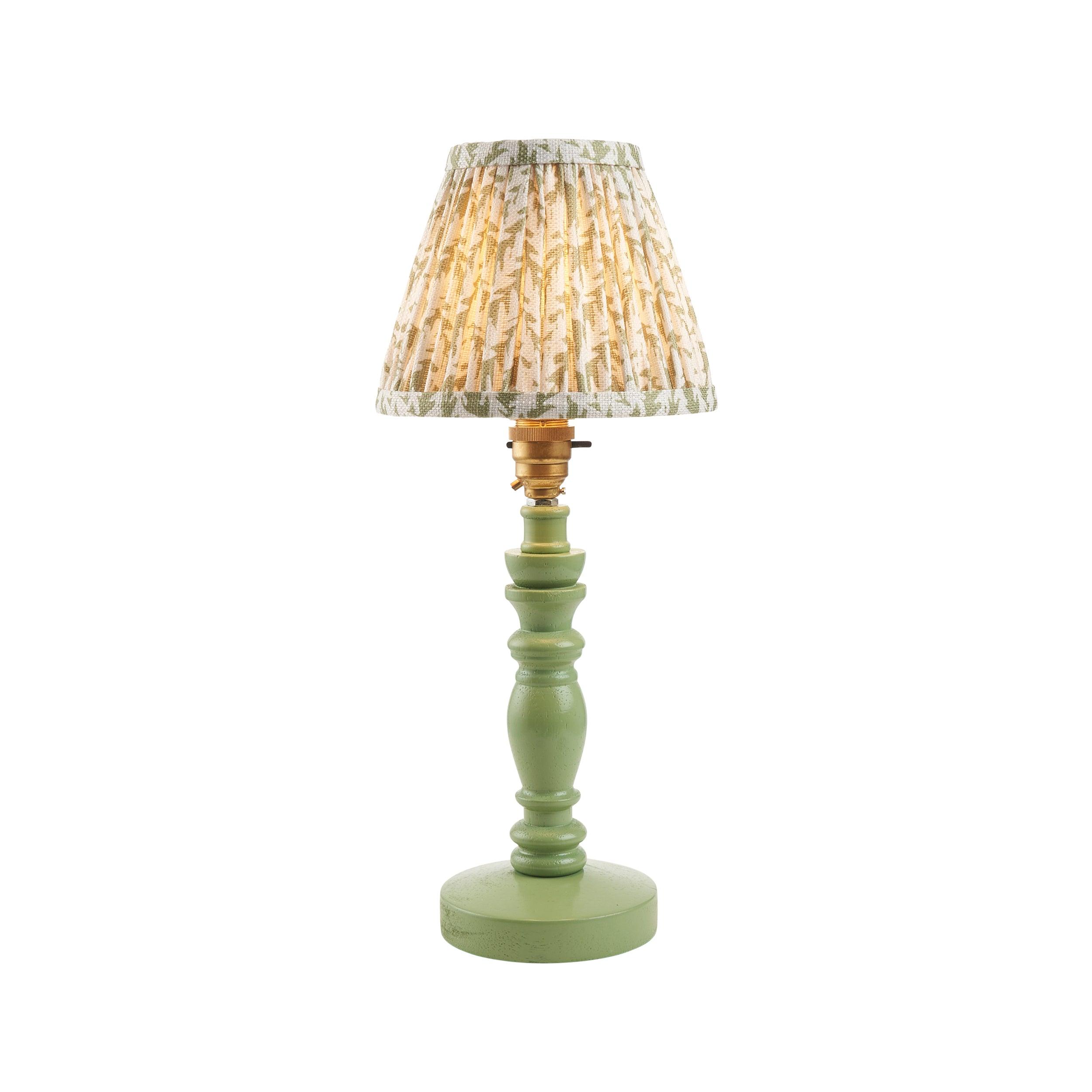 Bibury Green Table Lamp & Leaf 16cm Herb Garden Green Shade