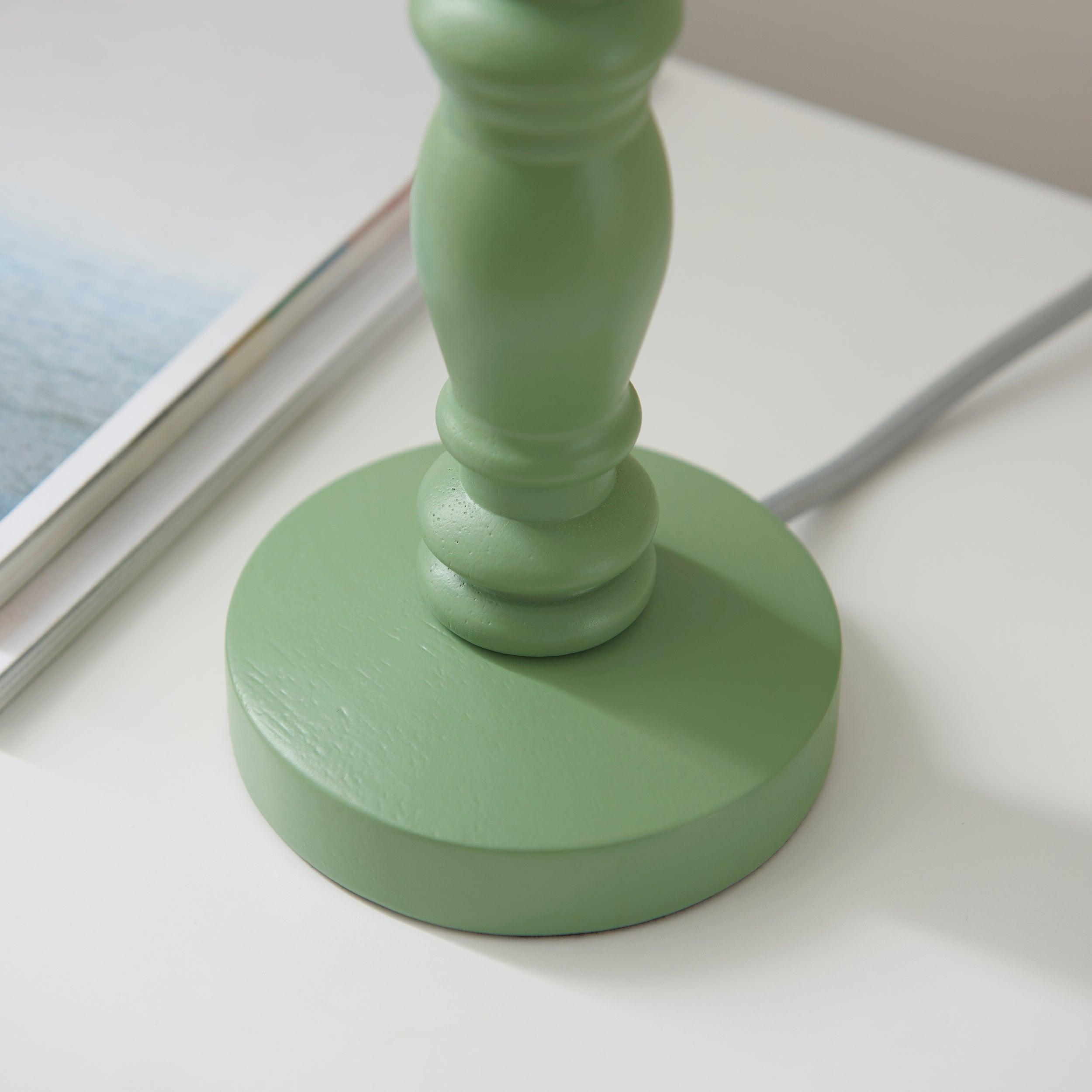 Bibury Green Table Lamp & Zigzag 16cm Apricot Orange Shade