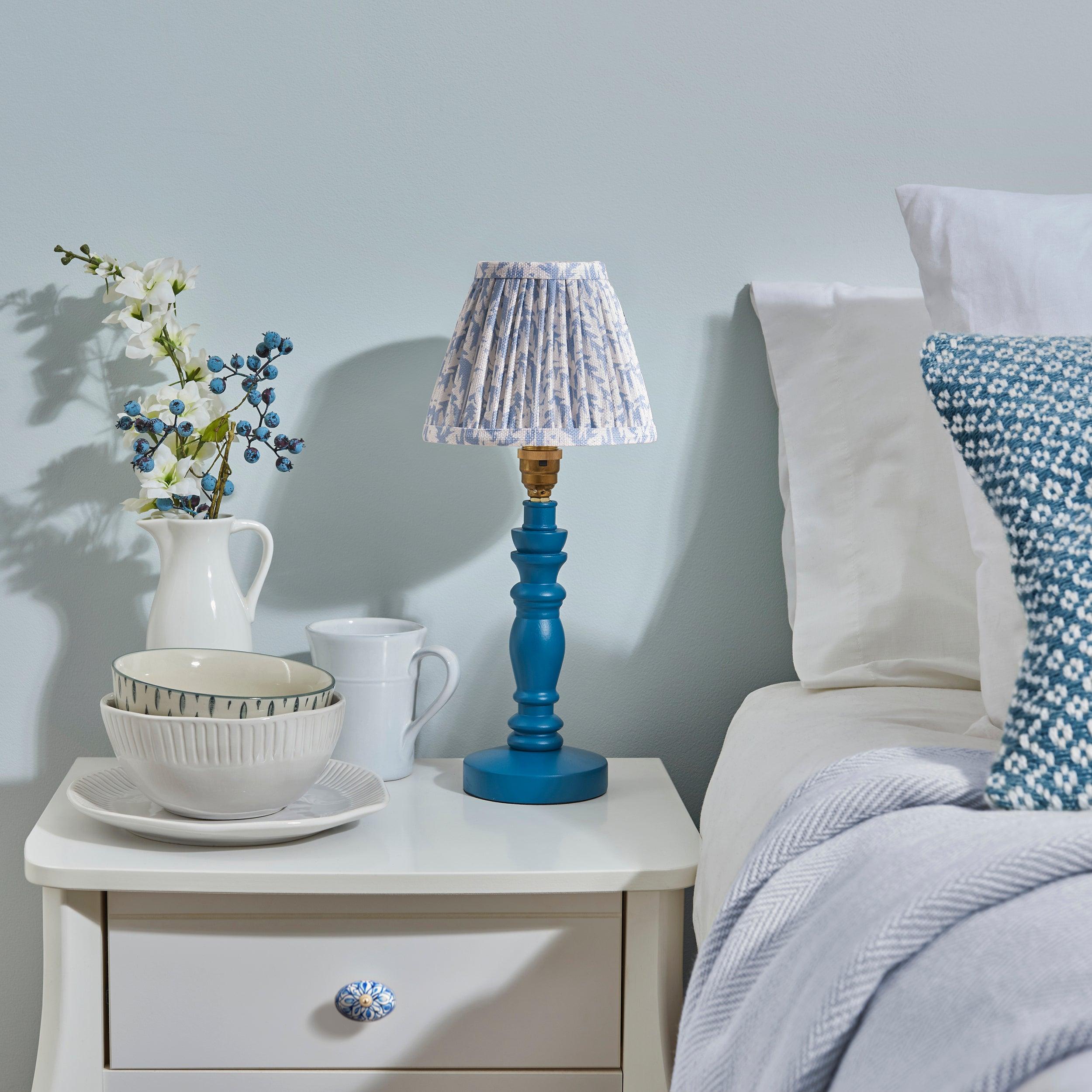 Bibury Blue Table Lamp & Leaf 16cm Shell Bay Blue Shade