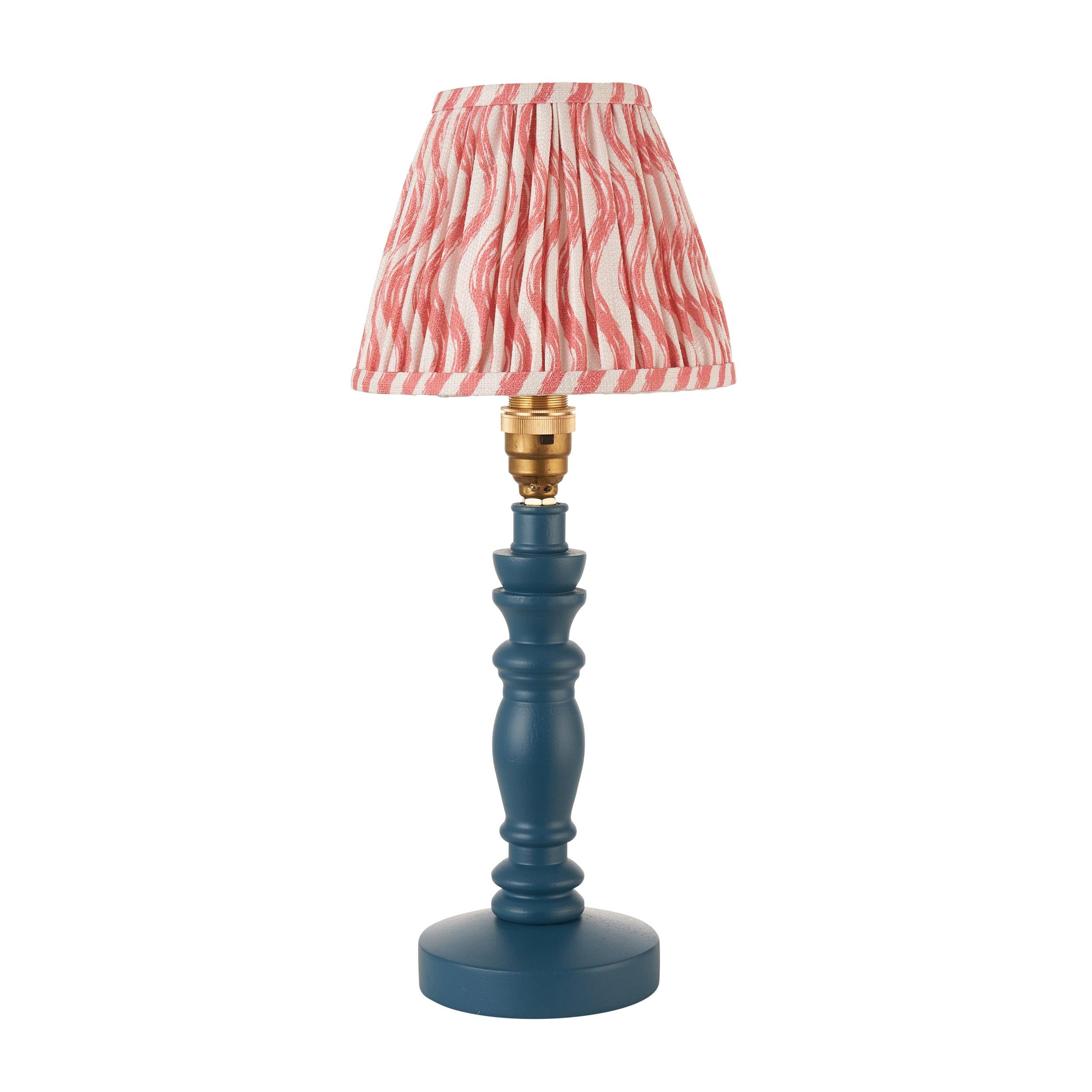 Bibury Blue Table Lamp & Ripple 16cm Coral Pink Shade