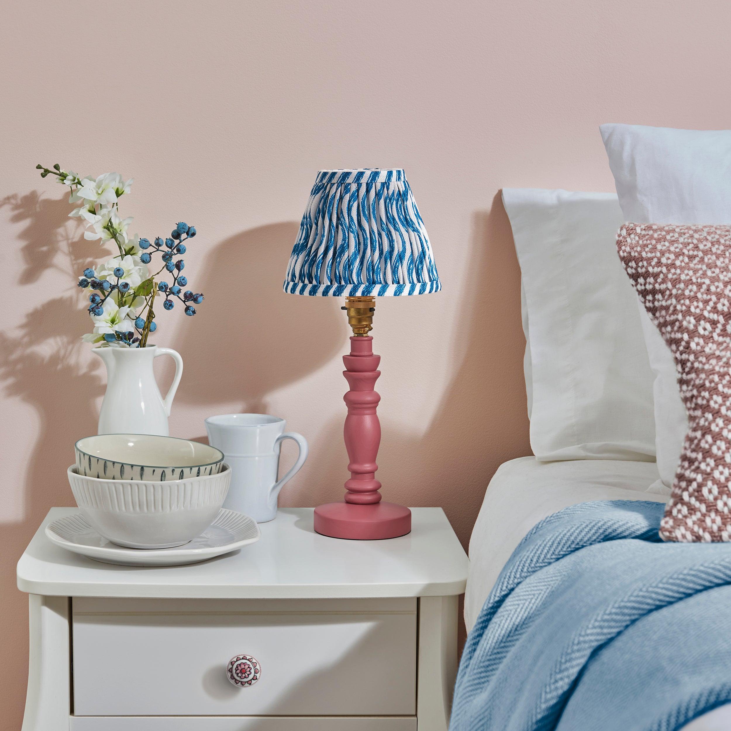 Bibury Pink Table Lamp & Ripple 16cm Marlin Blue Shade